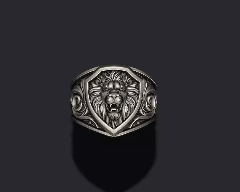 Signet Lion ring 3D print model_0