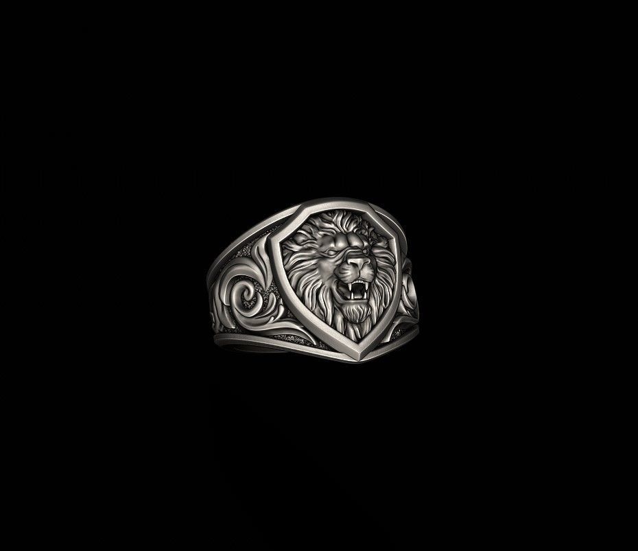 Signet Lion ring 3D print model_6