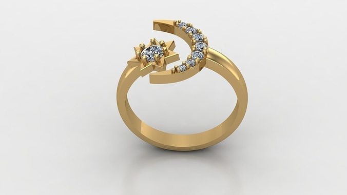 ring moon and star 3dprin model 3D print model