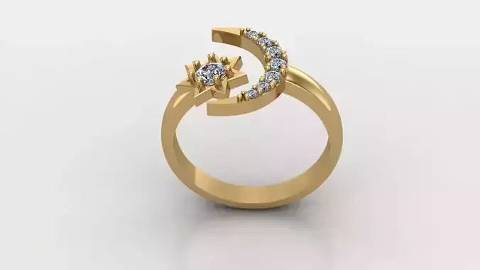 ring moon and star 3dprin model