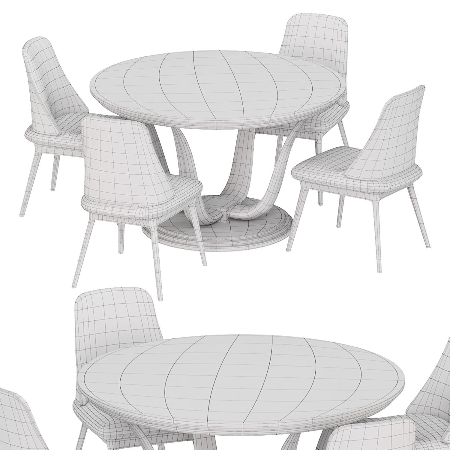 CORALLO DINING TABLE and Scribe chair 3D model_2