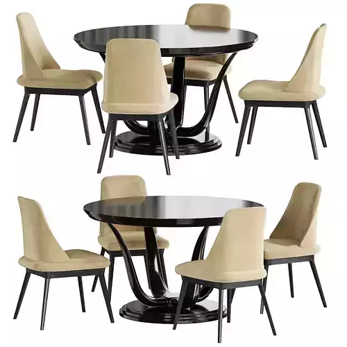 CORALLO DINING TABLE and Scribe chair 3D model