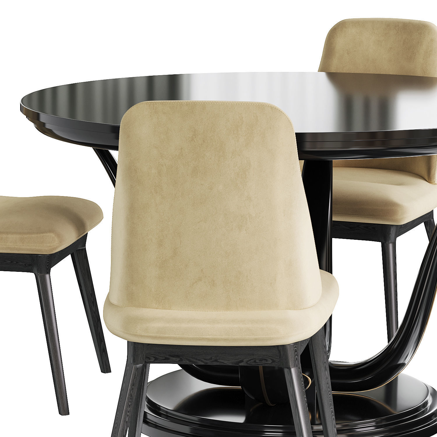 CORALLO DINING TABLE and Scribe chair 3D model_1