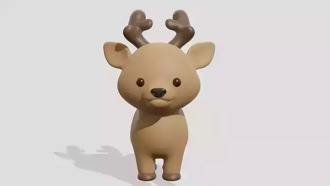 Cute cartoon brown deer 