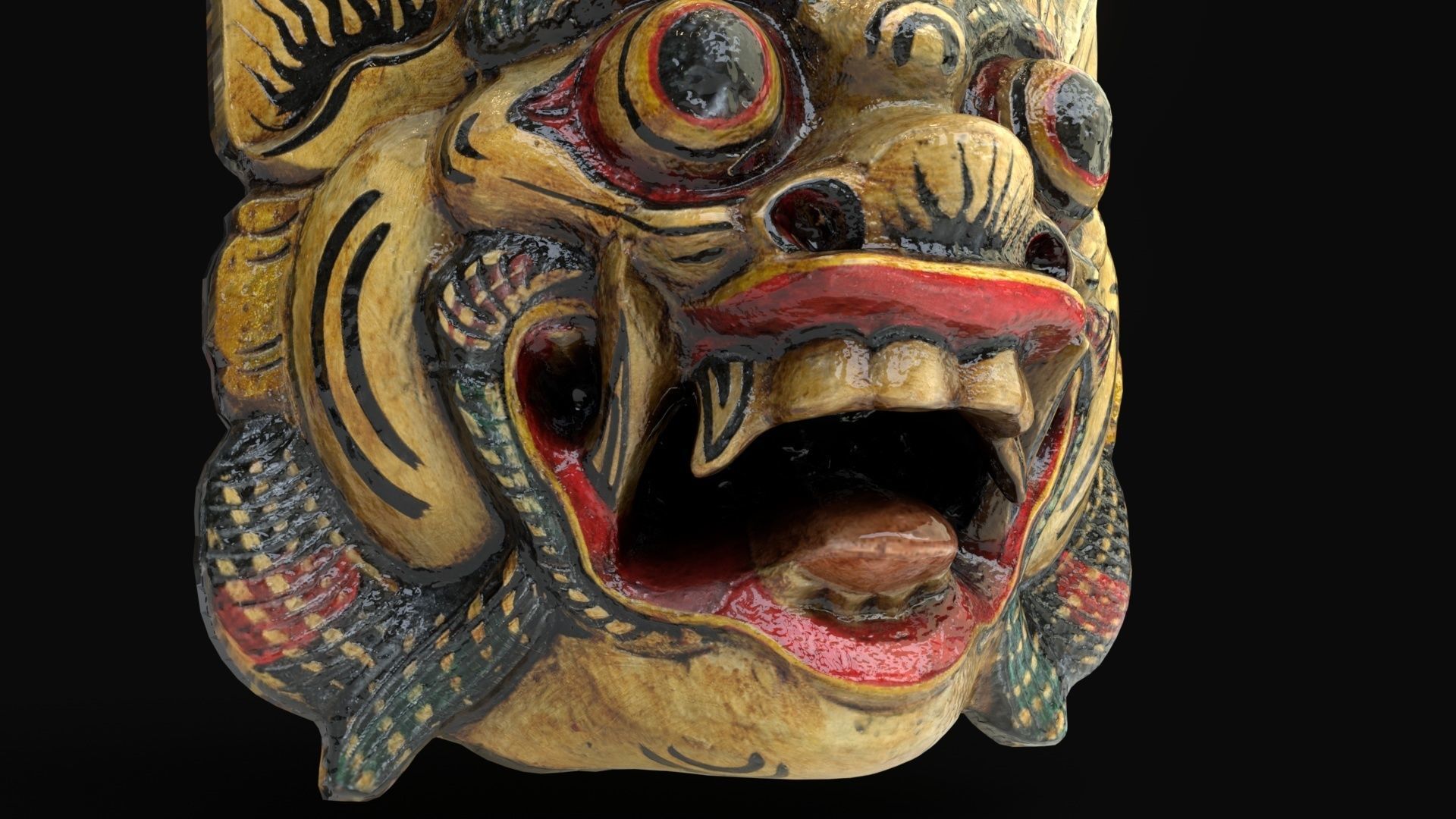 Indonesian ritual mask Low-poly 3D model_6