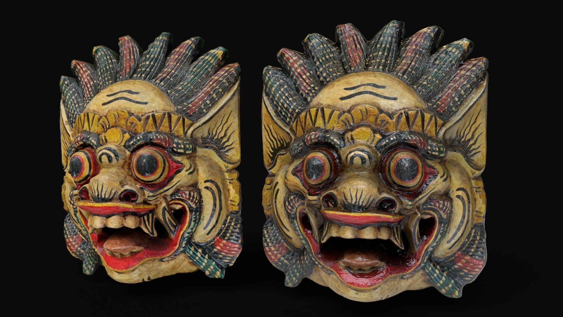 Indonesian ritual mask Low-poly 3D model_8
