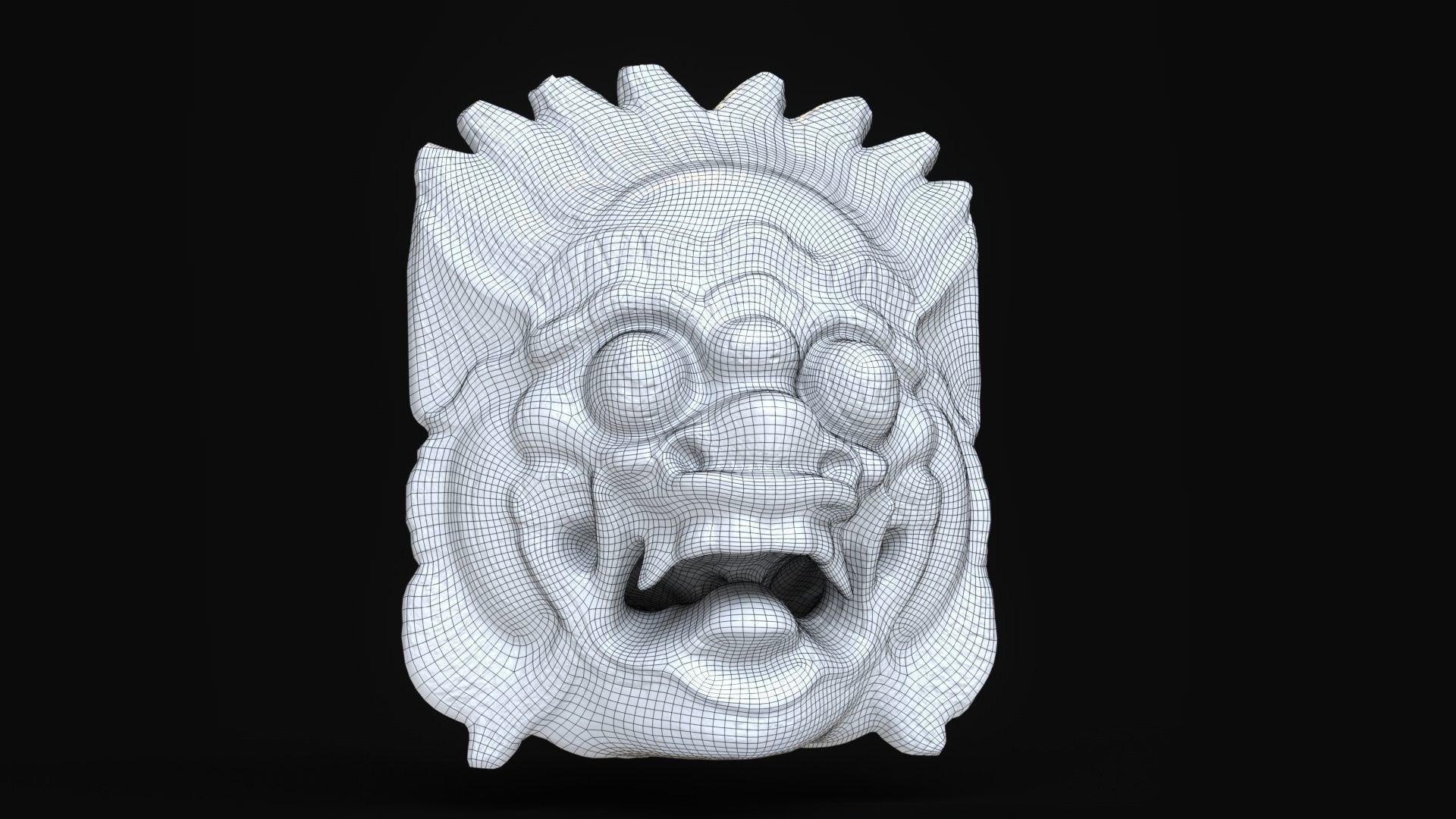 Indonesian ritual mask Low-poly 3D model_9