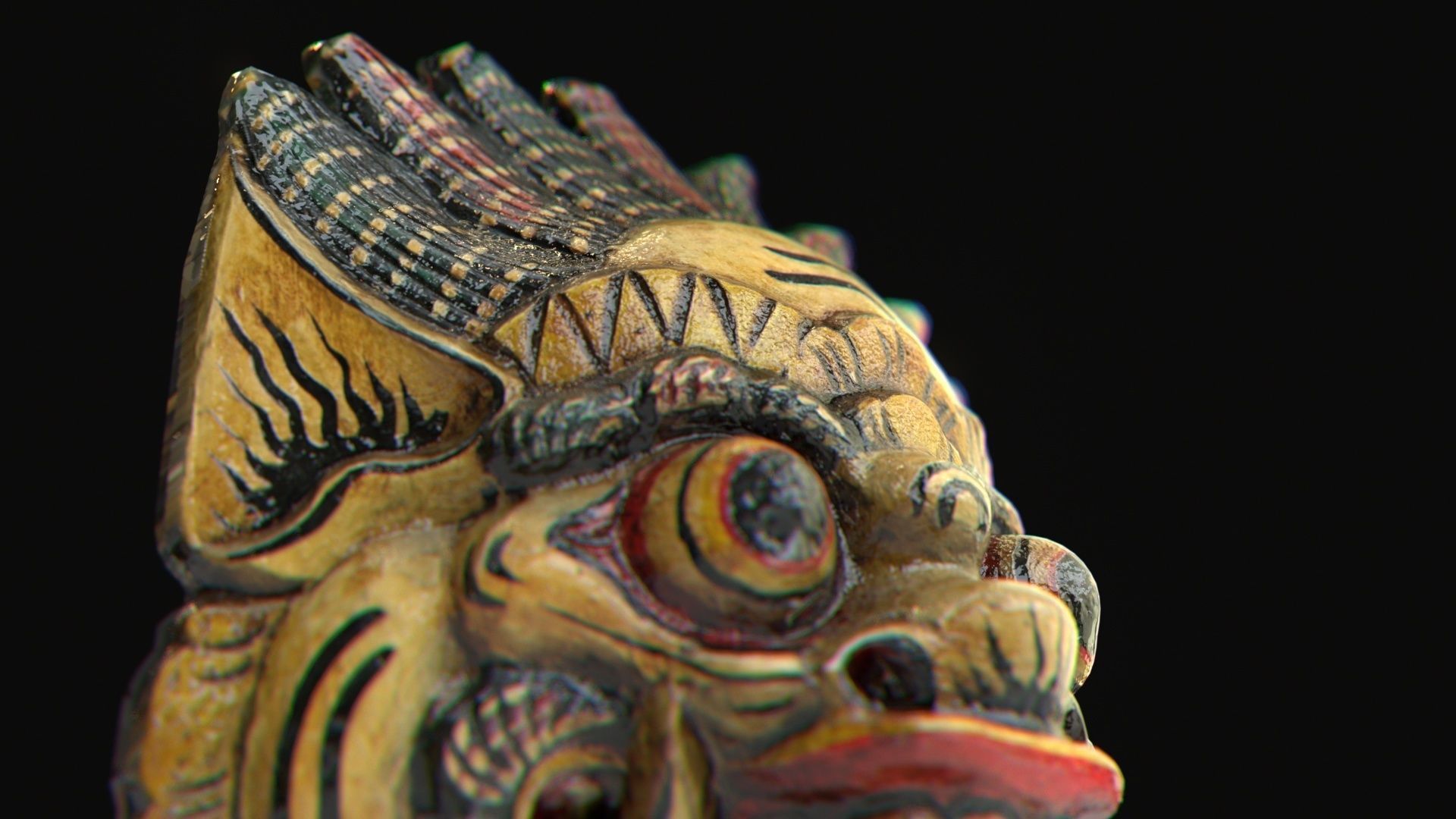 Indonesian ritual mask Low-poly 3D model_7
