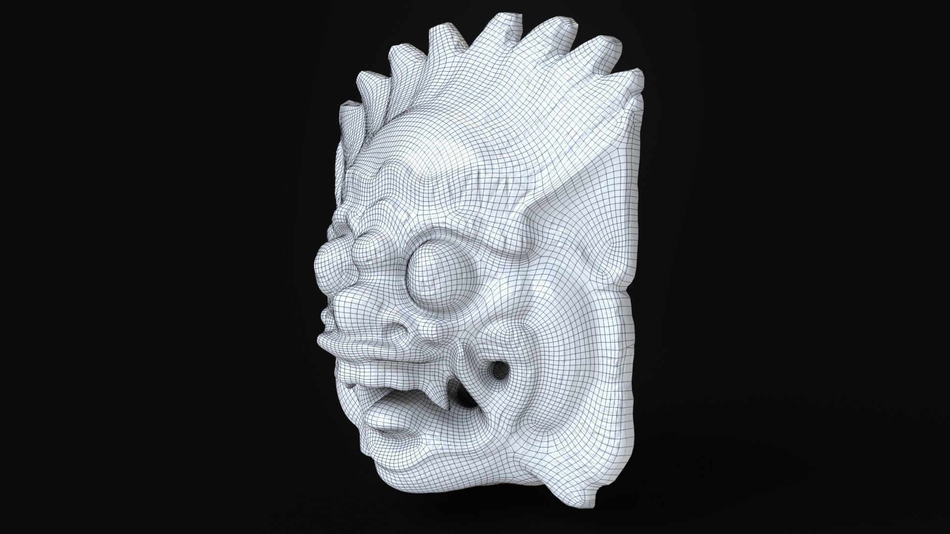 Indonesian ritual mask Low-poly 3D model_10