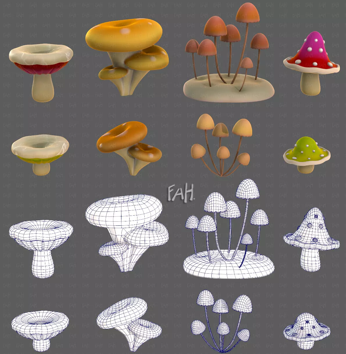 Trees Cartoon V44 Low-poly 3D model_0