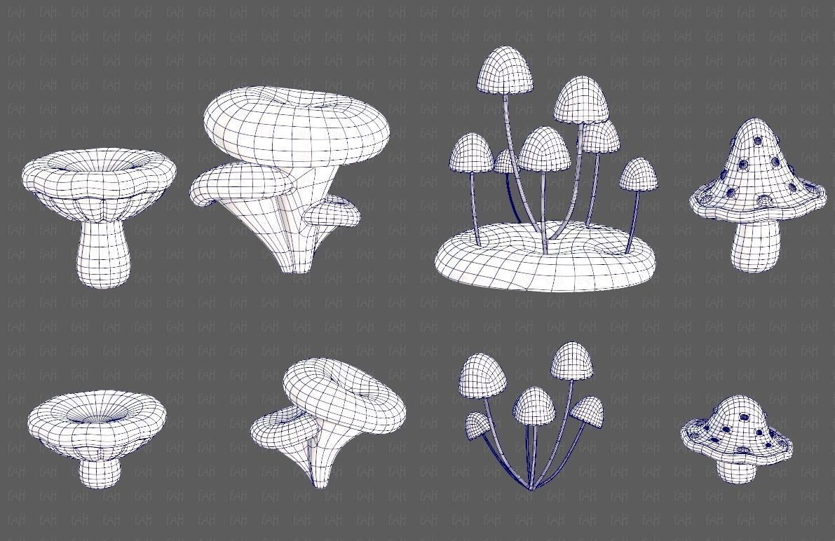 Trees Cartoon V44 Low-poly 3D model_13