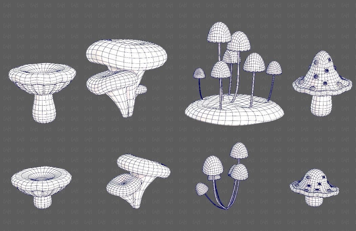 Trees Cartoon V44 Low-poly 3D model_14