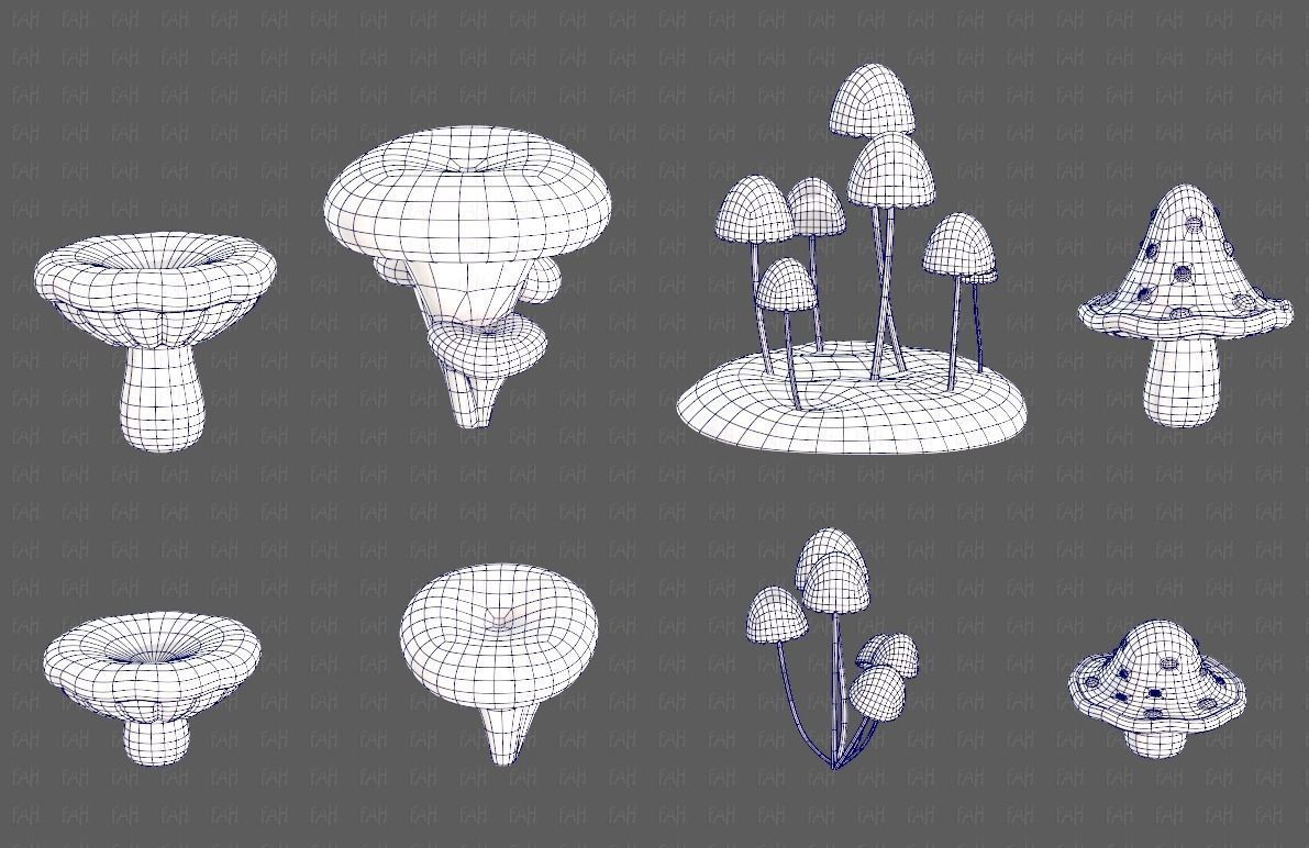 Trees Cartoon V44 Low-poly 3D model_11