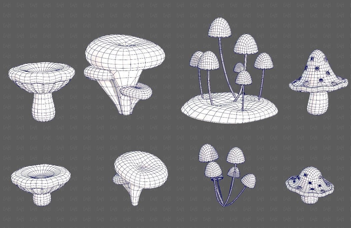 Trees Cartoon V44 Low-poly 3D model_12