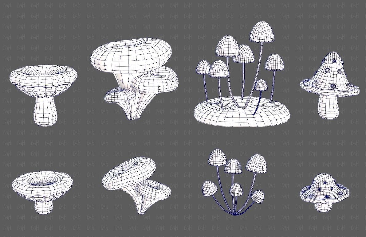 Trees Cartoon V44 Low-poly 3D model_9