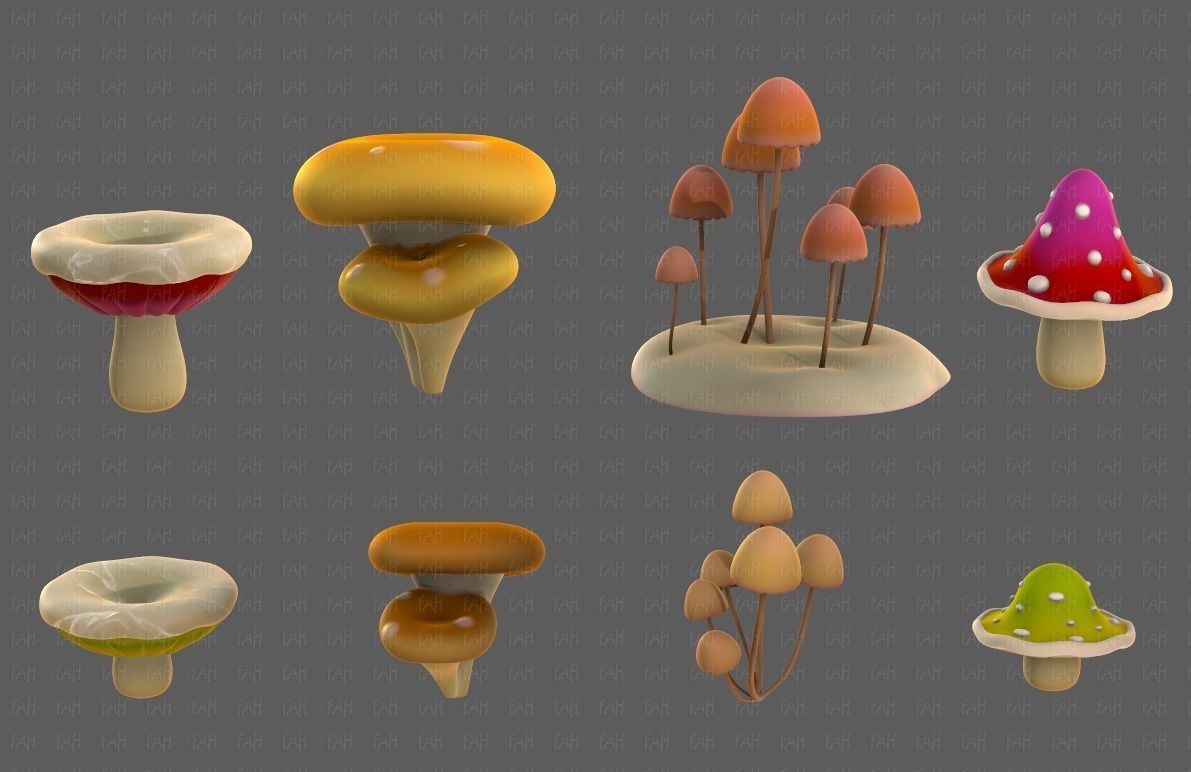 Trees Cartoon V44 Low-poly 3D model_7