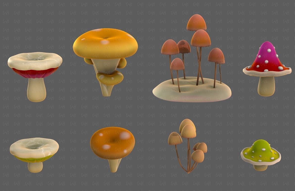 Trees Cartoon V44 Low-poly 3D model_3