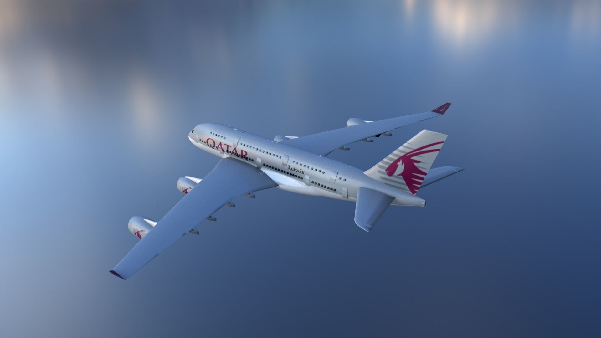 Airbus a380 Low-poly 3D model_3