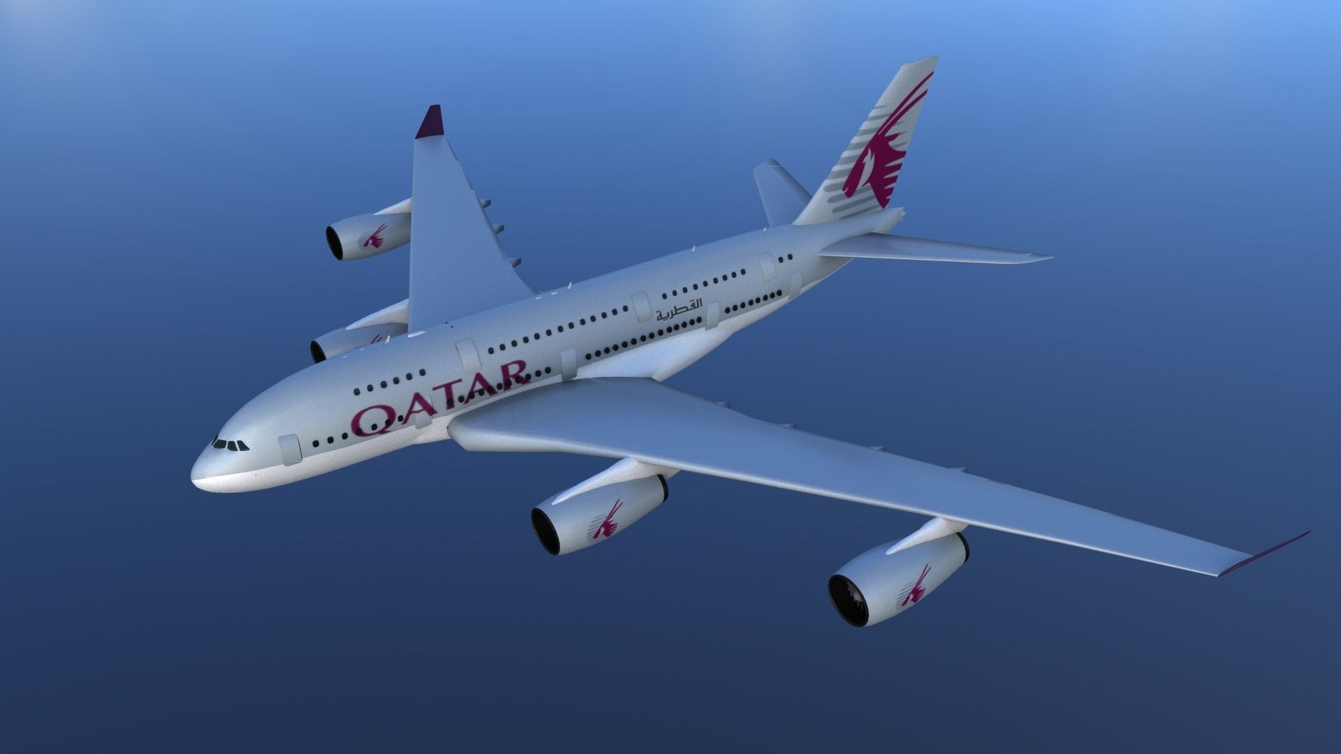 Airbus a380 Low-poly 3D model_2