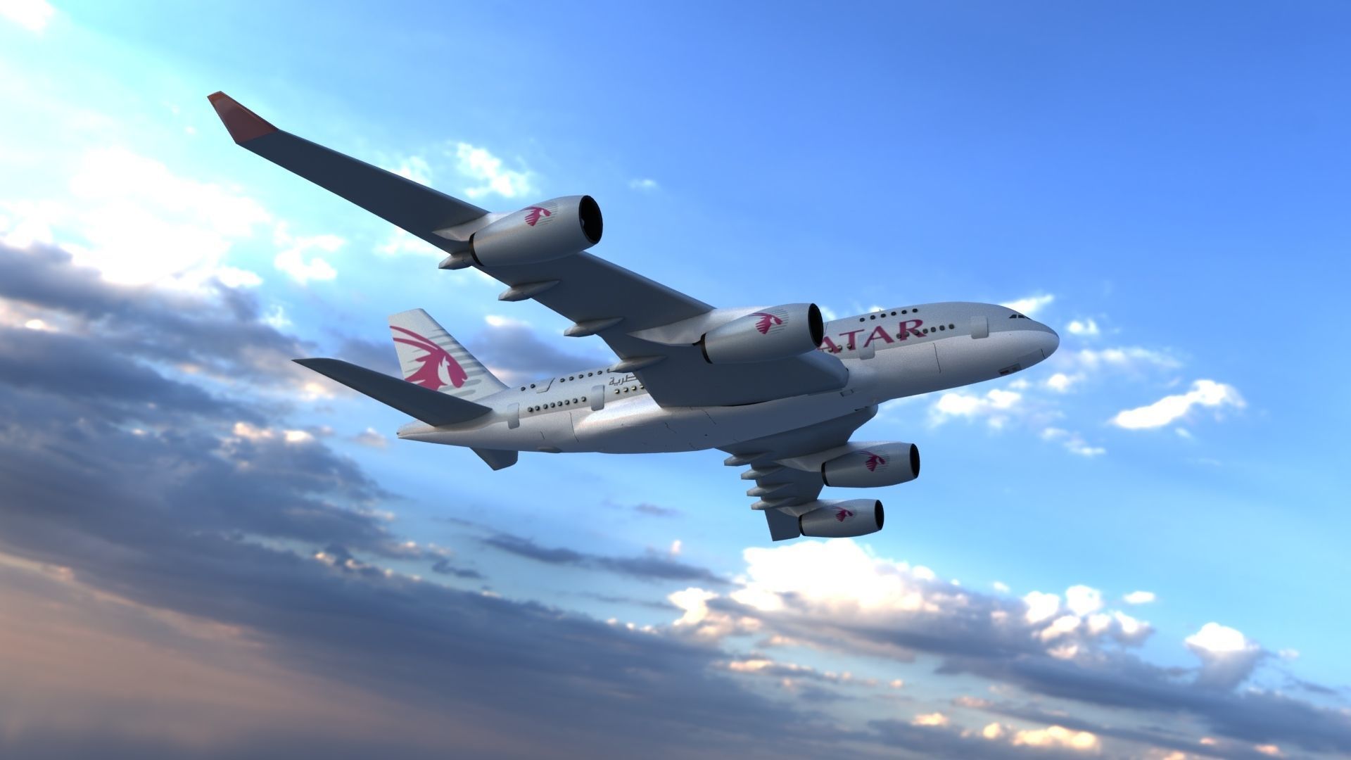 Airbus a380 Low-poly 3D model_1