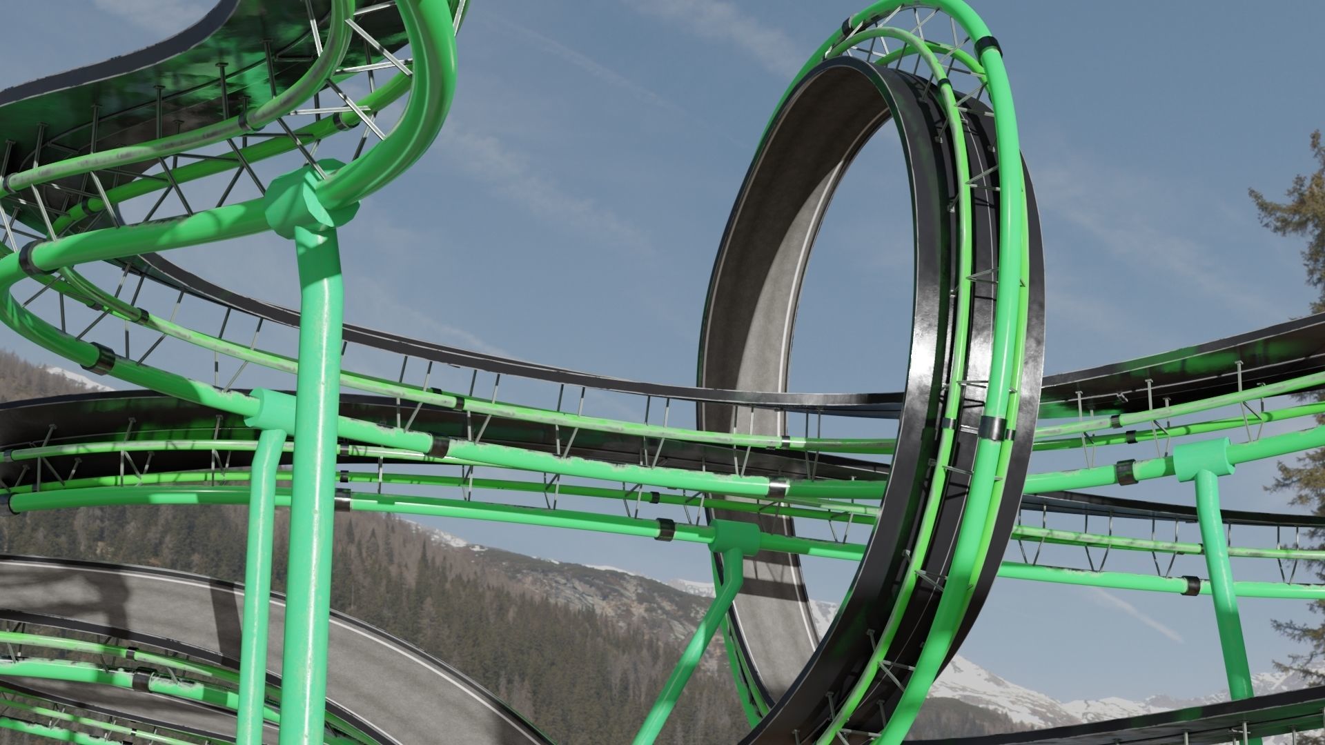 Acrobatic Track Low-poly 3D model_17