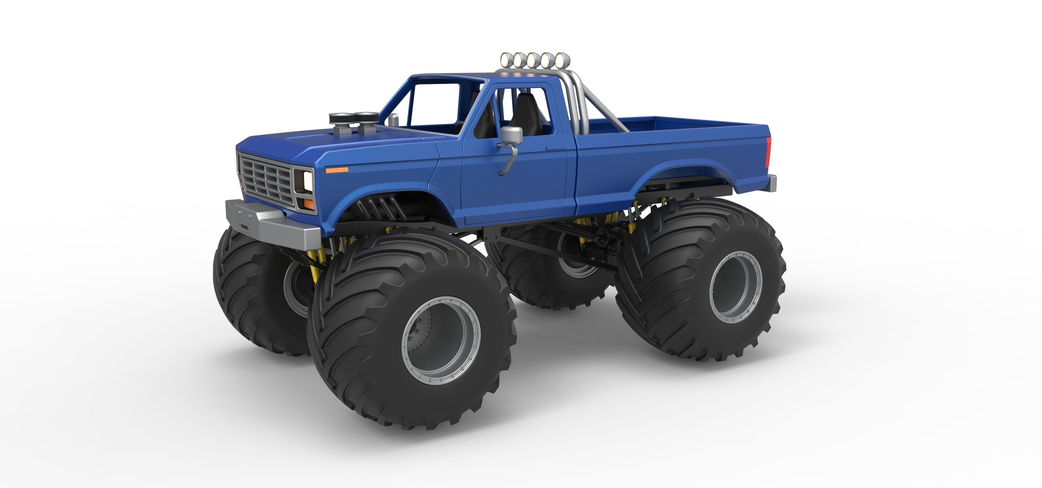 Vintage Monster Truck with double wheels Scale 1 to 25 3D print model_18