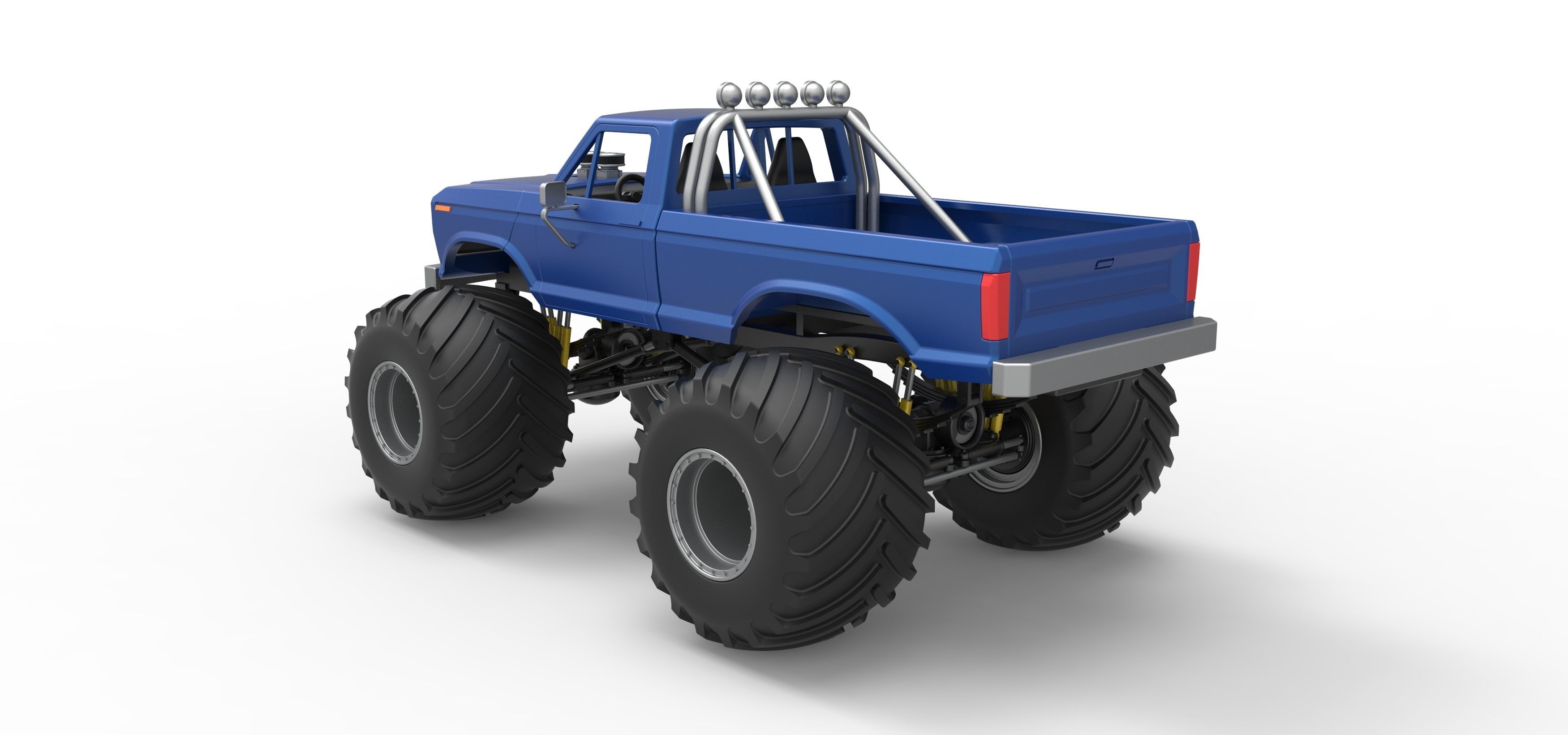 Vintage Monster Truck with double wheels Scale 1 to 25 3D print model_22