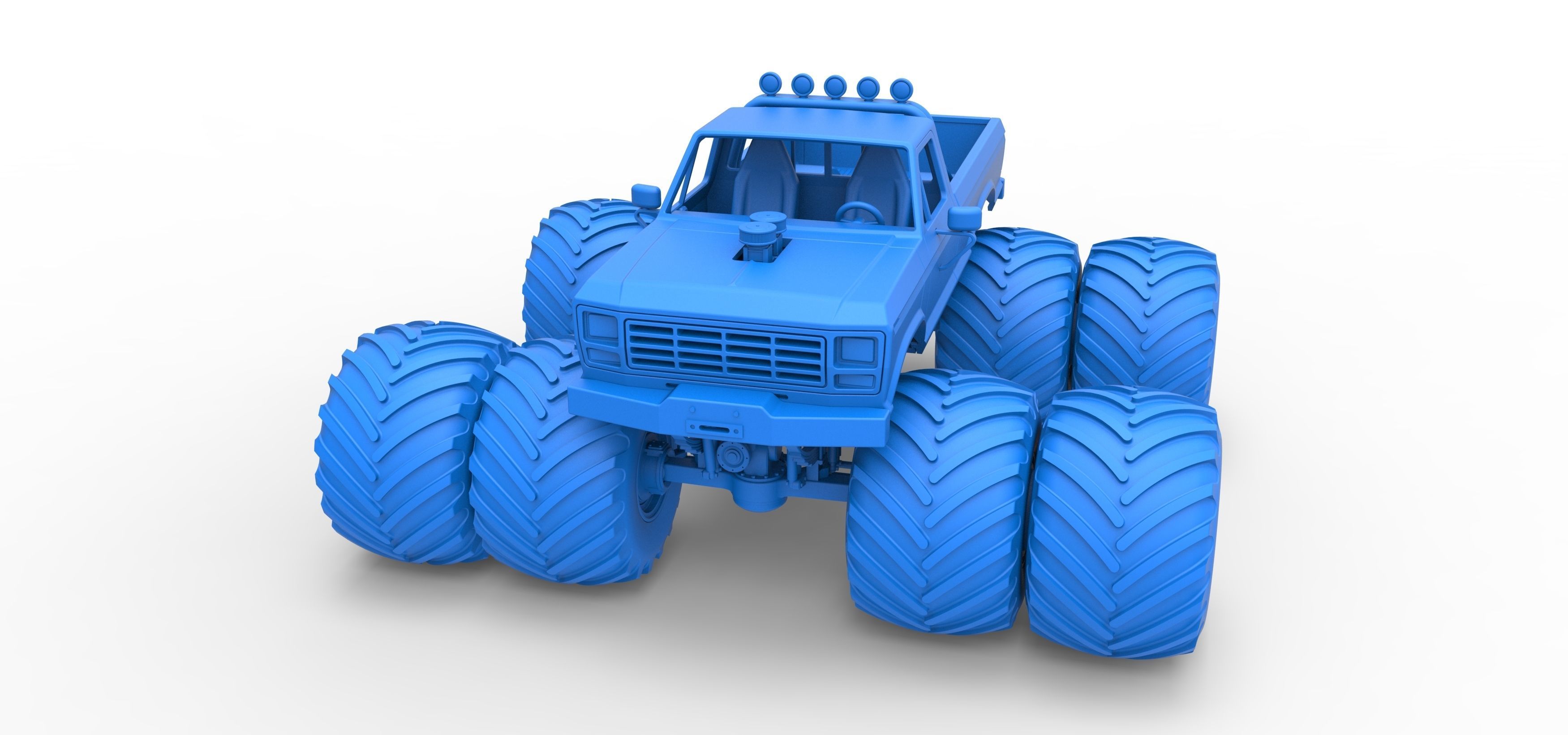 Vintage Monster Truck with double wheels Scale 1 to 25 3D print model_30