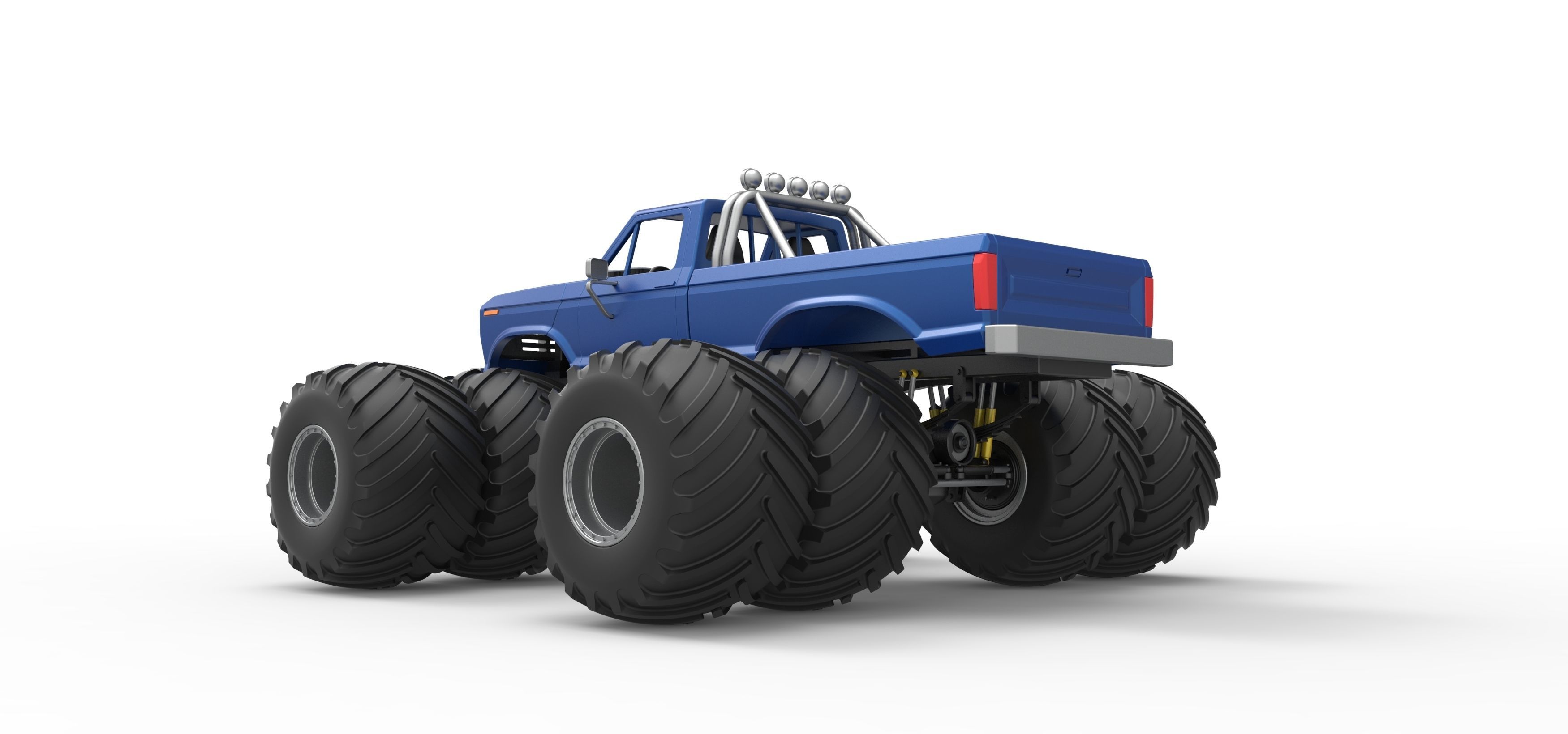 Vintage Monster Truck with double wheels Scale 1 to 25 3D print model_13