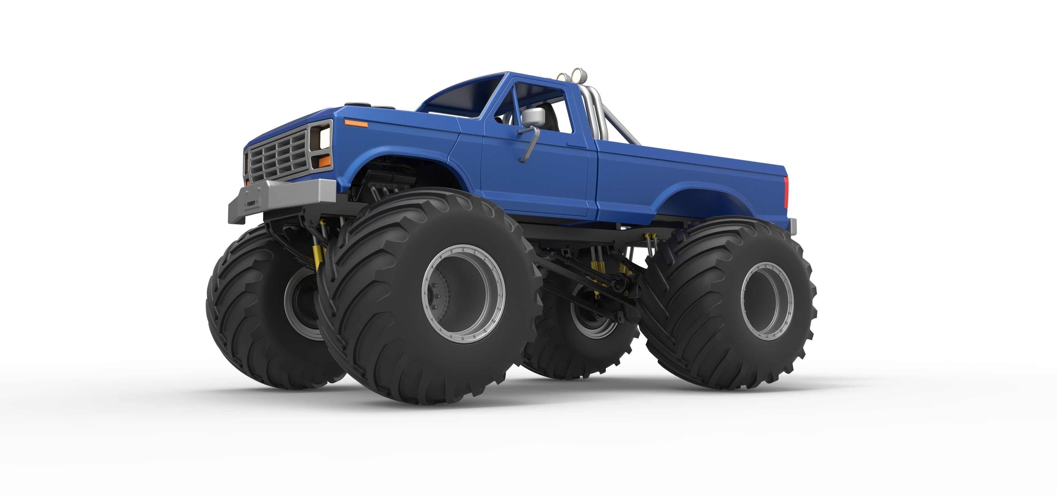 Vintage Monster Truck with double wheels Scale 1 to 25 3D print model_19