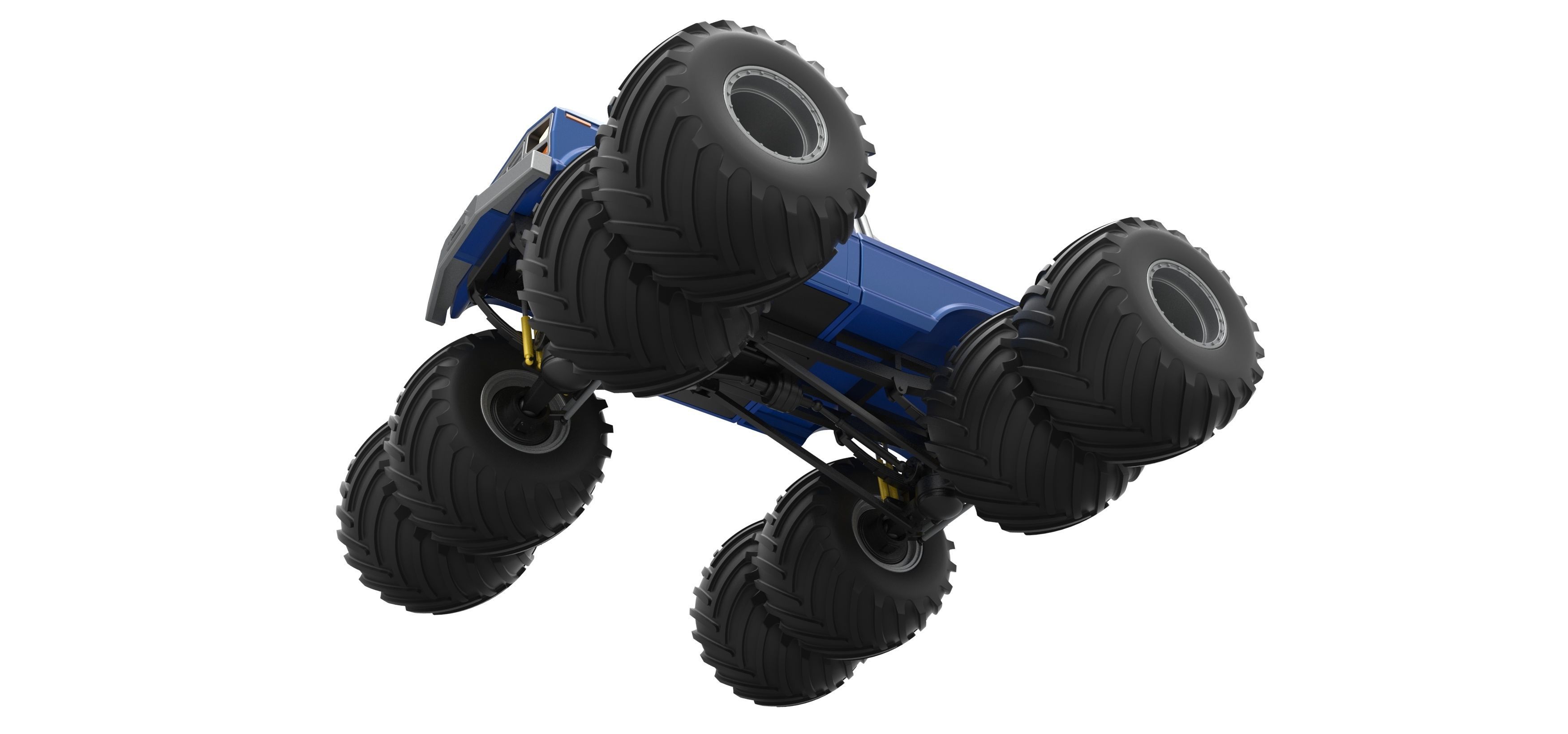 Vintage Monster Truck with double wheels Scale 1 to 25 3D print model_3