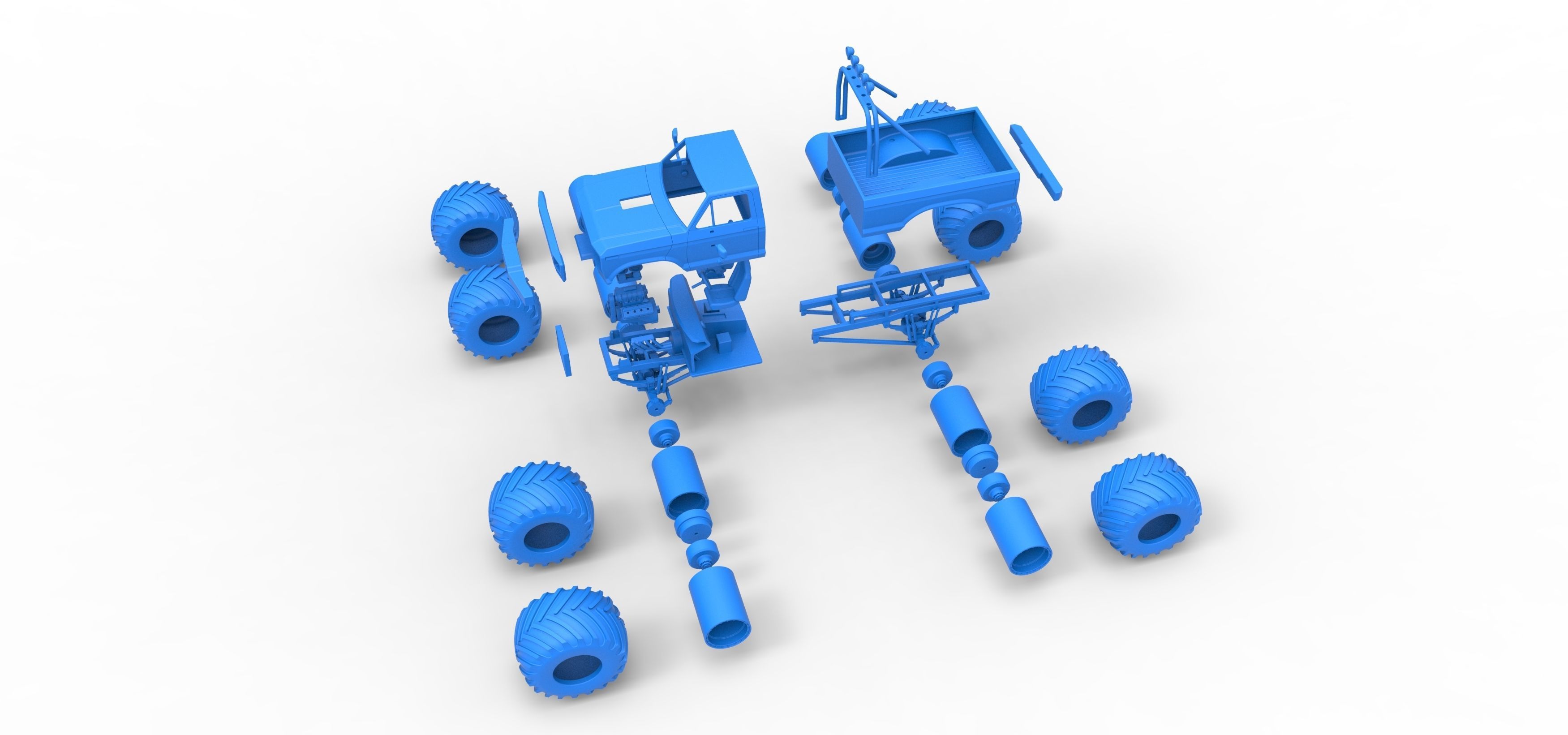 Vintage Monster Truck with double wheels Scale 1 to 25 3D print model_52