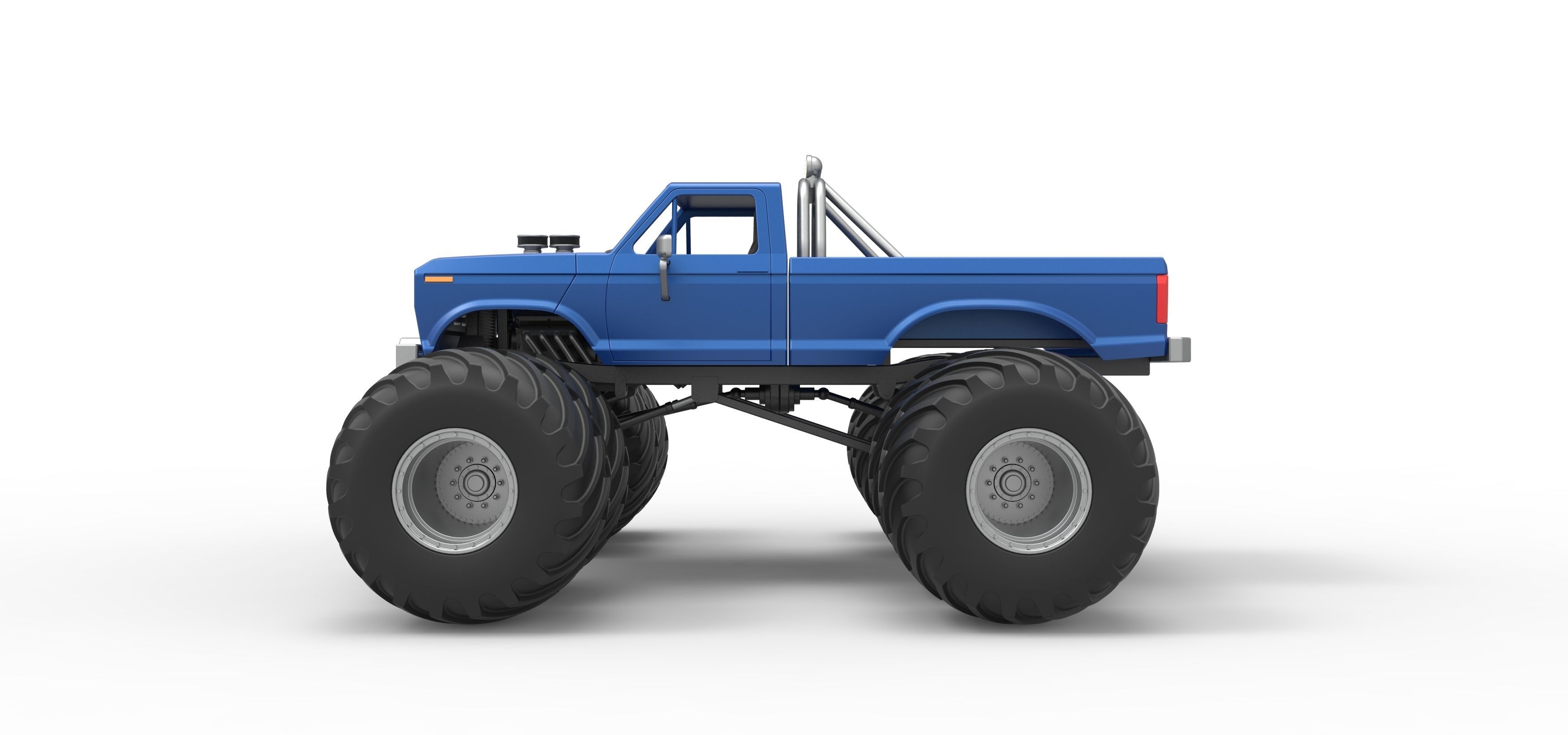 Vintage Monster Truck with double wheels Scale 1 to 25 3D print model_9