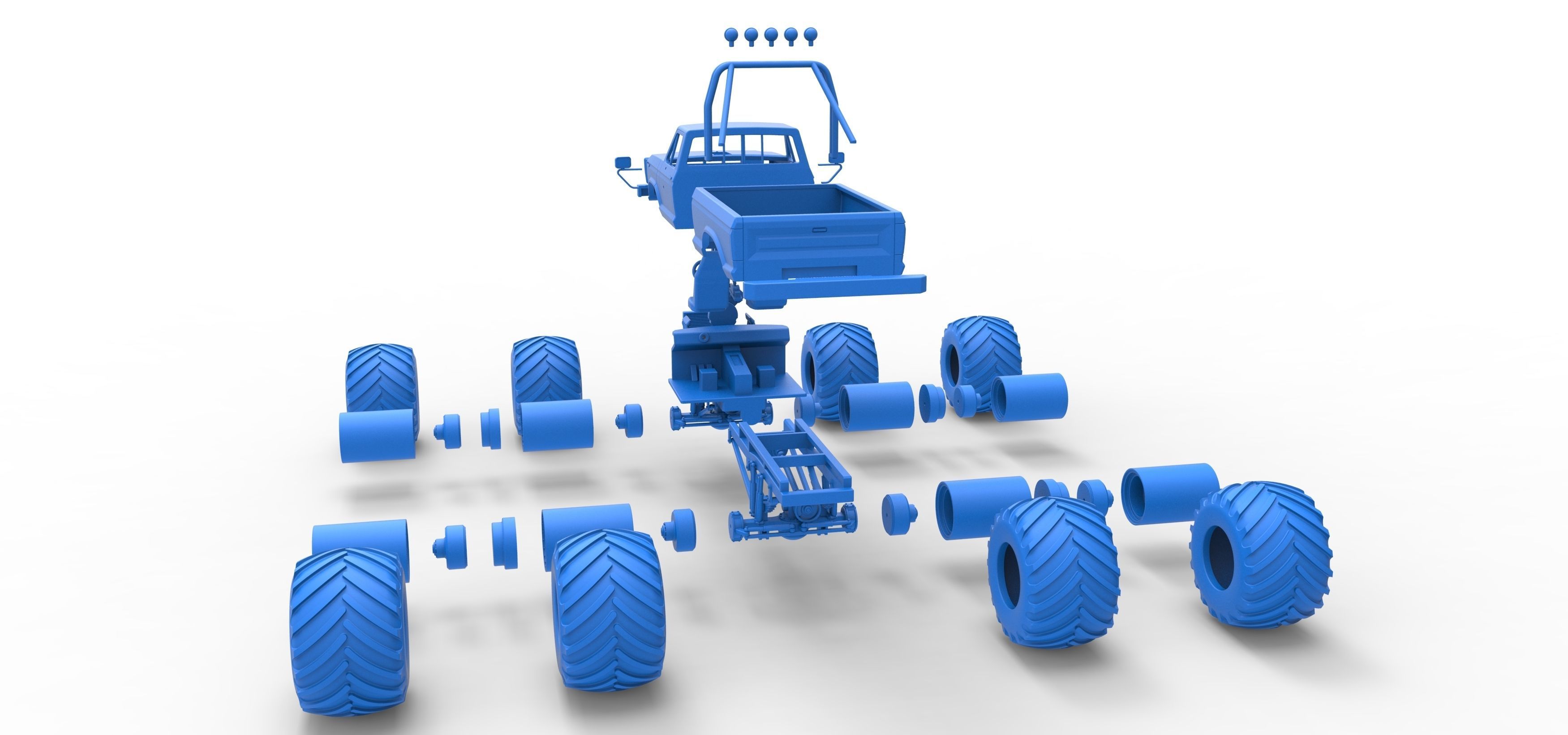 Vintage Monster Truck with double wheels Scale 1 to 25 3D print model_58