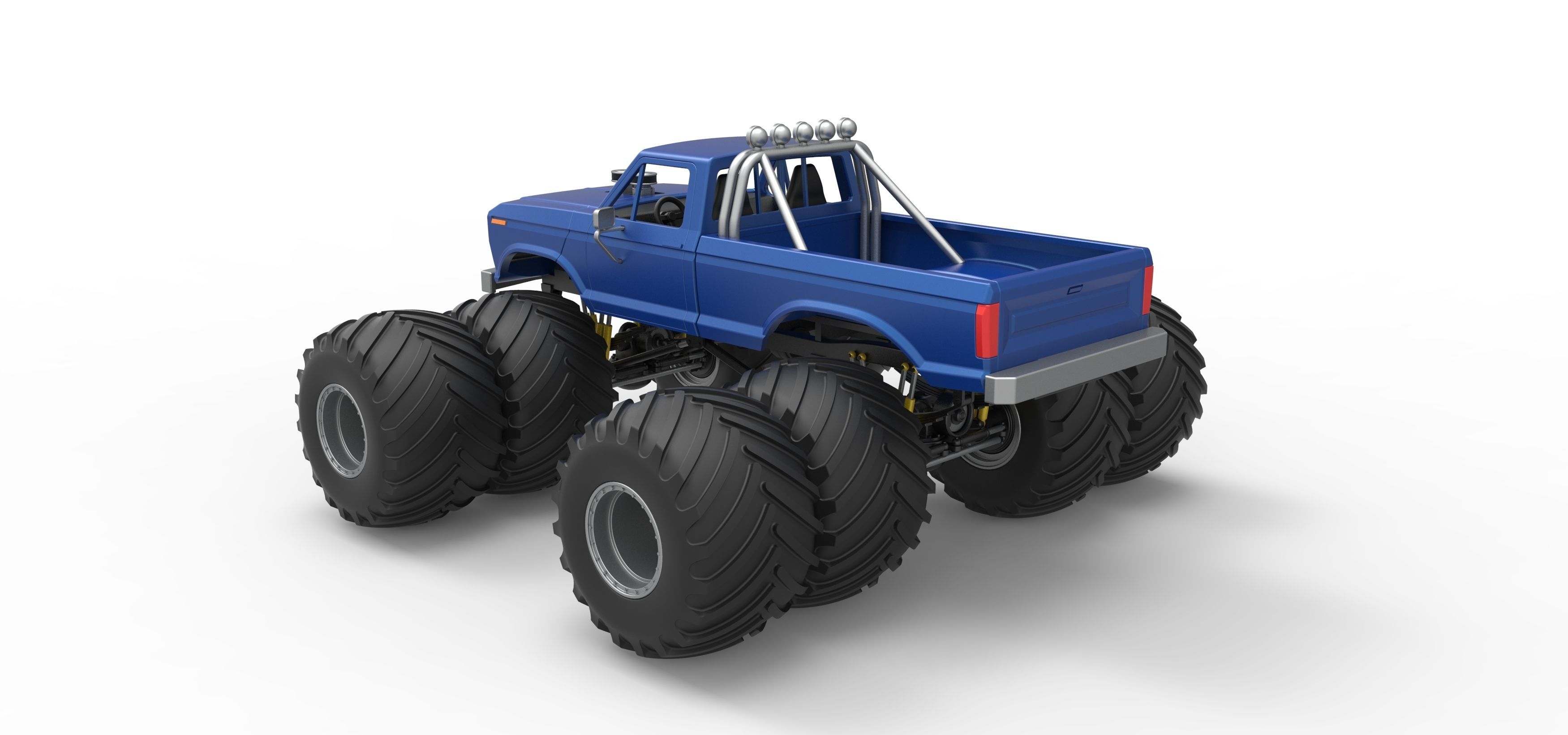 Vintage Monster Truck with double wheels Scale 1 to 25 3D print model_12