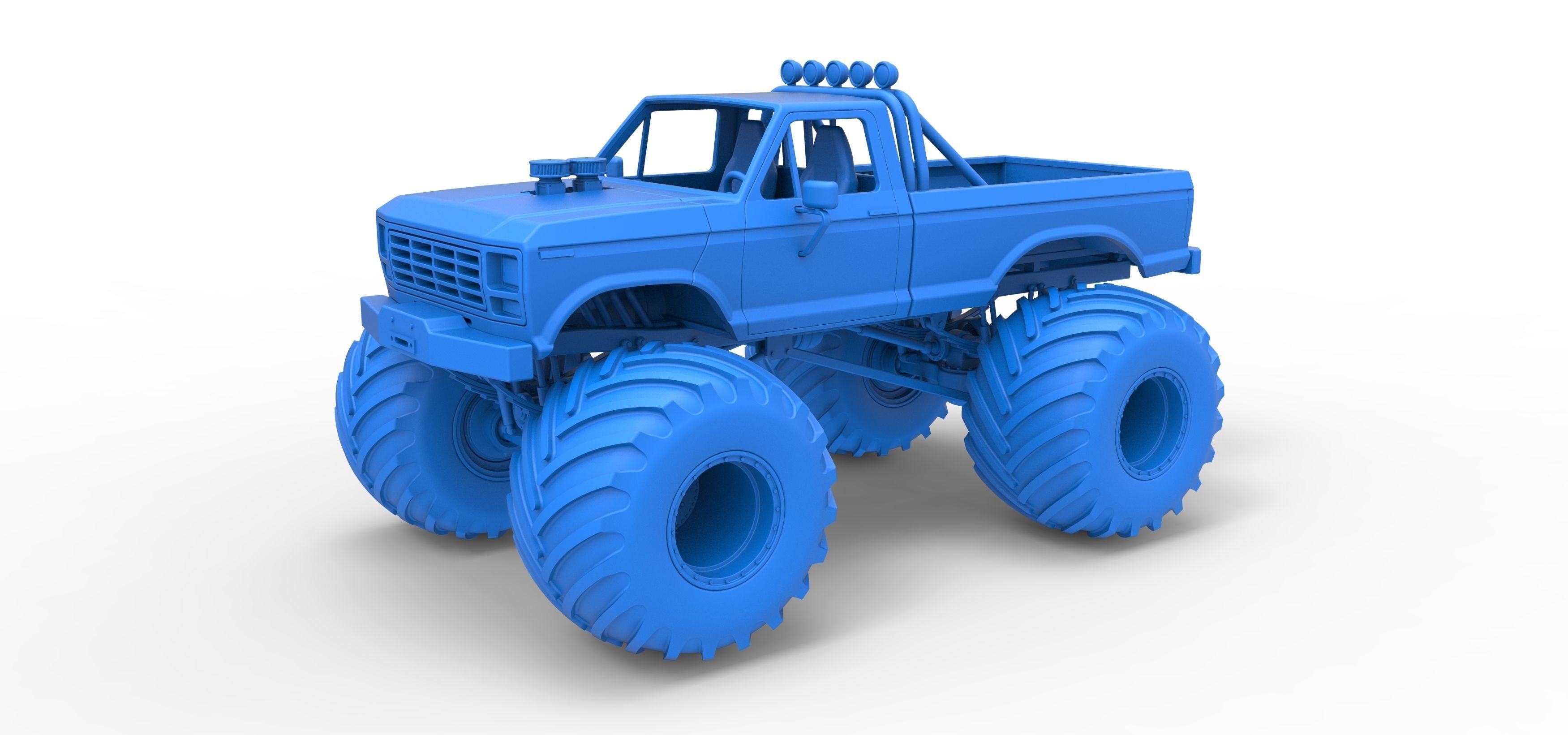 Vintage Monster Truck with double wheels Scale 1 to 25 3D print model_43