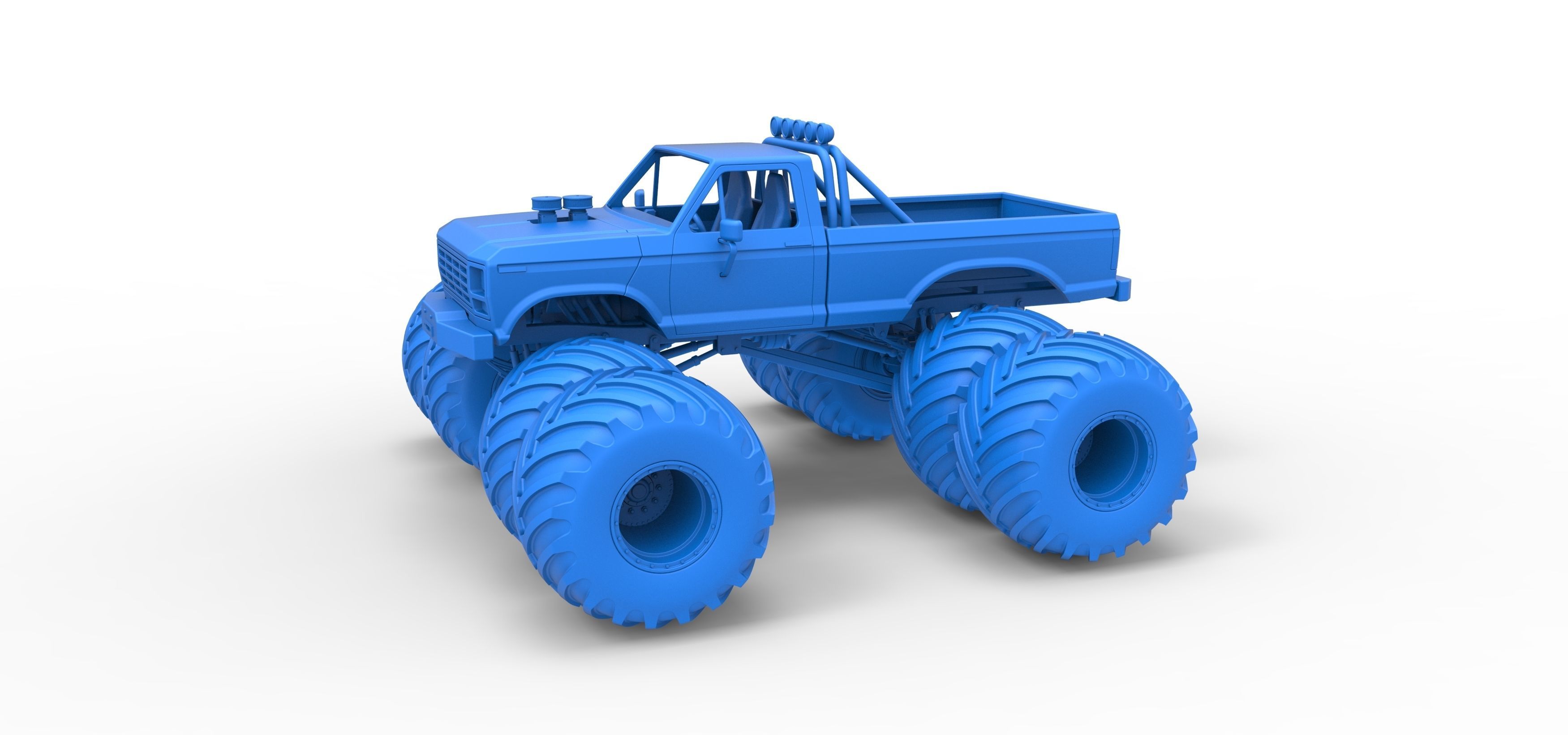 Vintage Monster Truck with double wheels Scale 1 to 25 3D print model_26