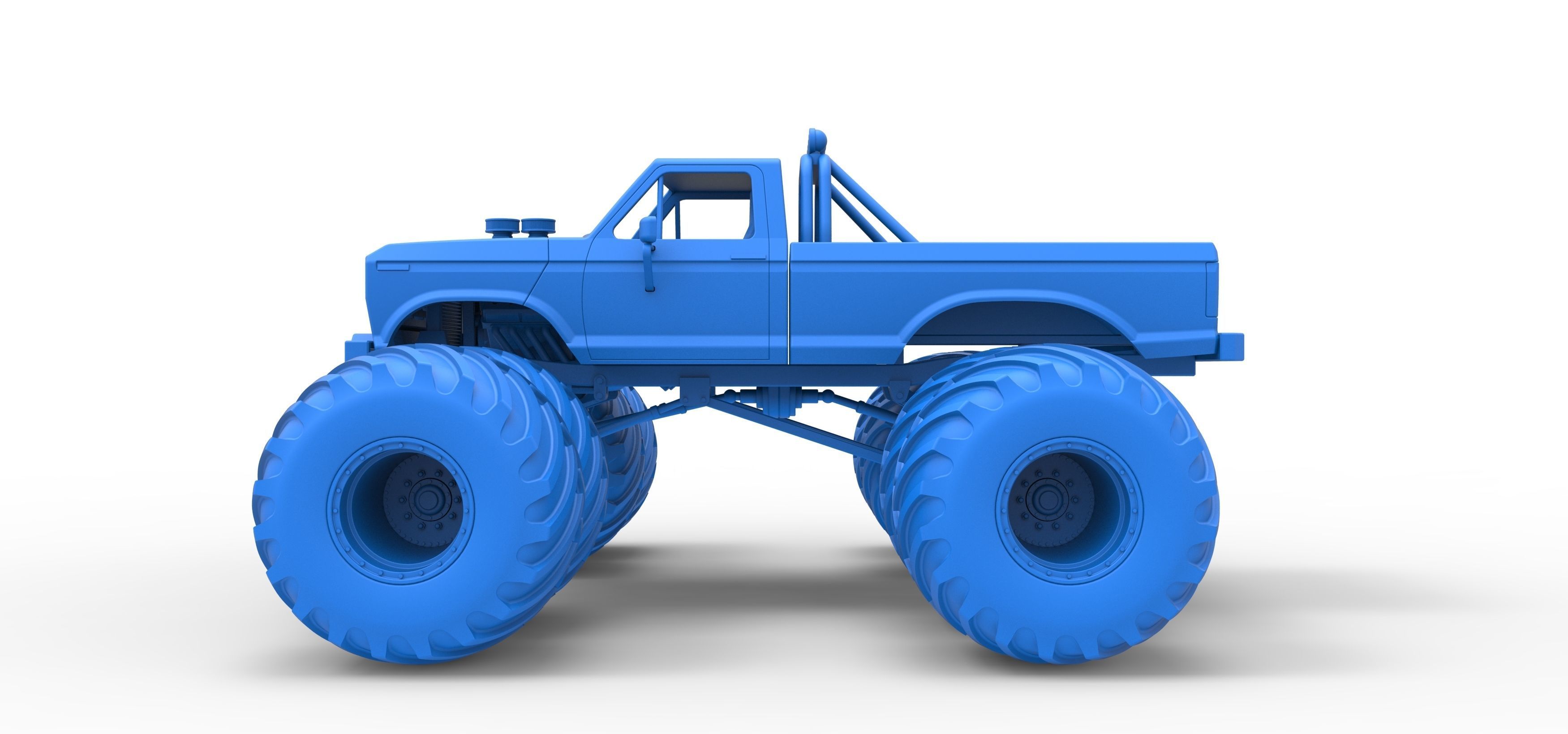 Vintage Monster Truck with double wheels Scale 1 to 25 3D print model_34