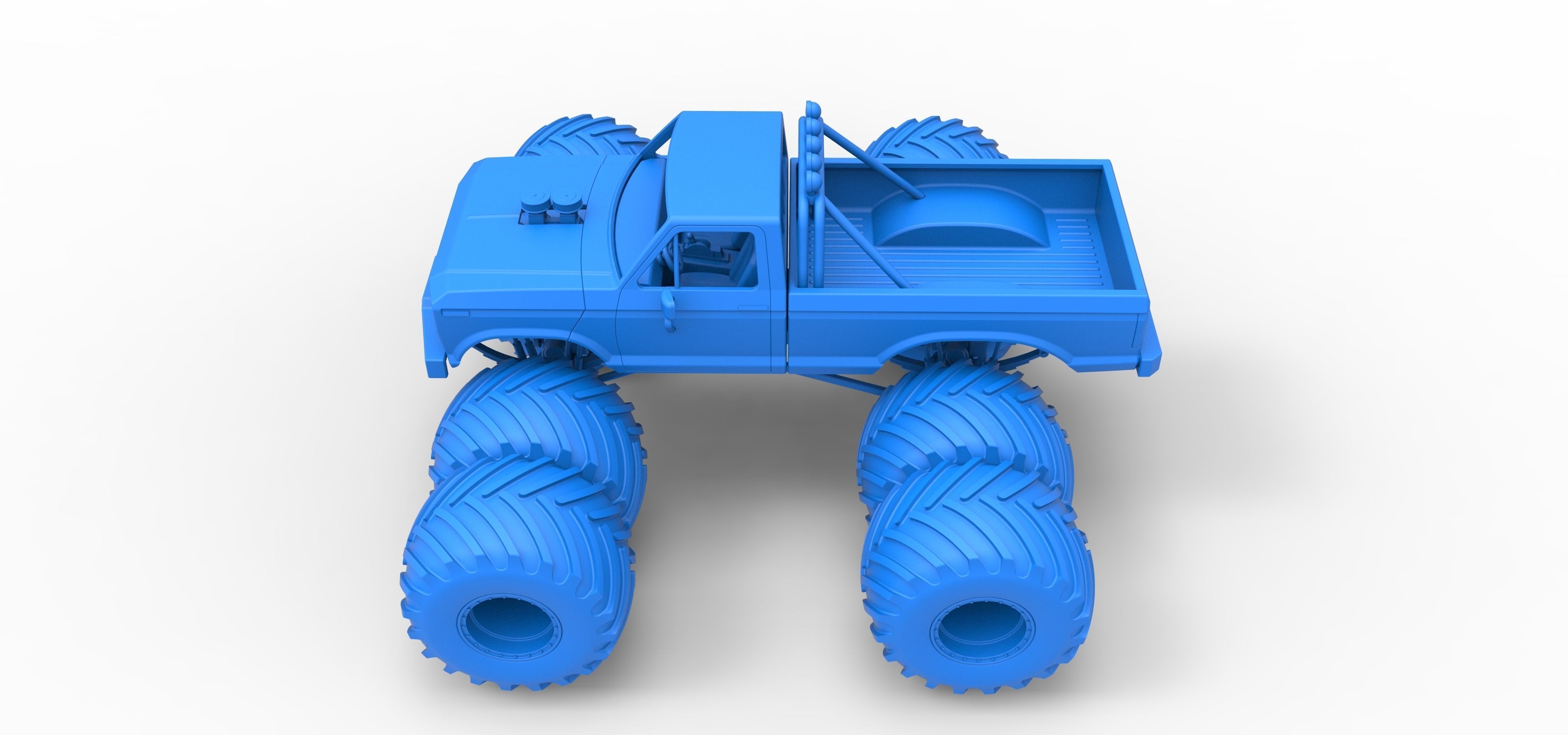 Vintage Monster Truck with double wheels Scale 1 to 25 3D print model_35
