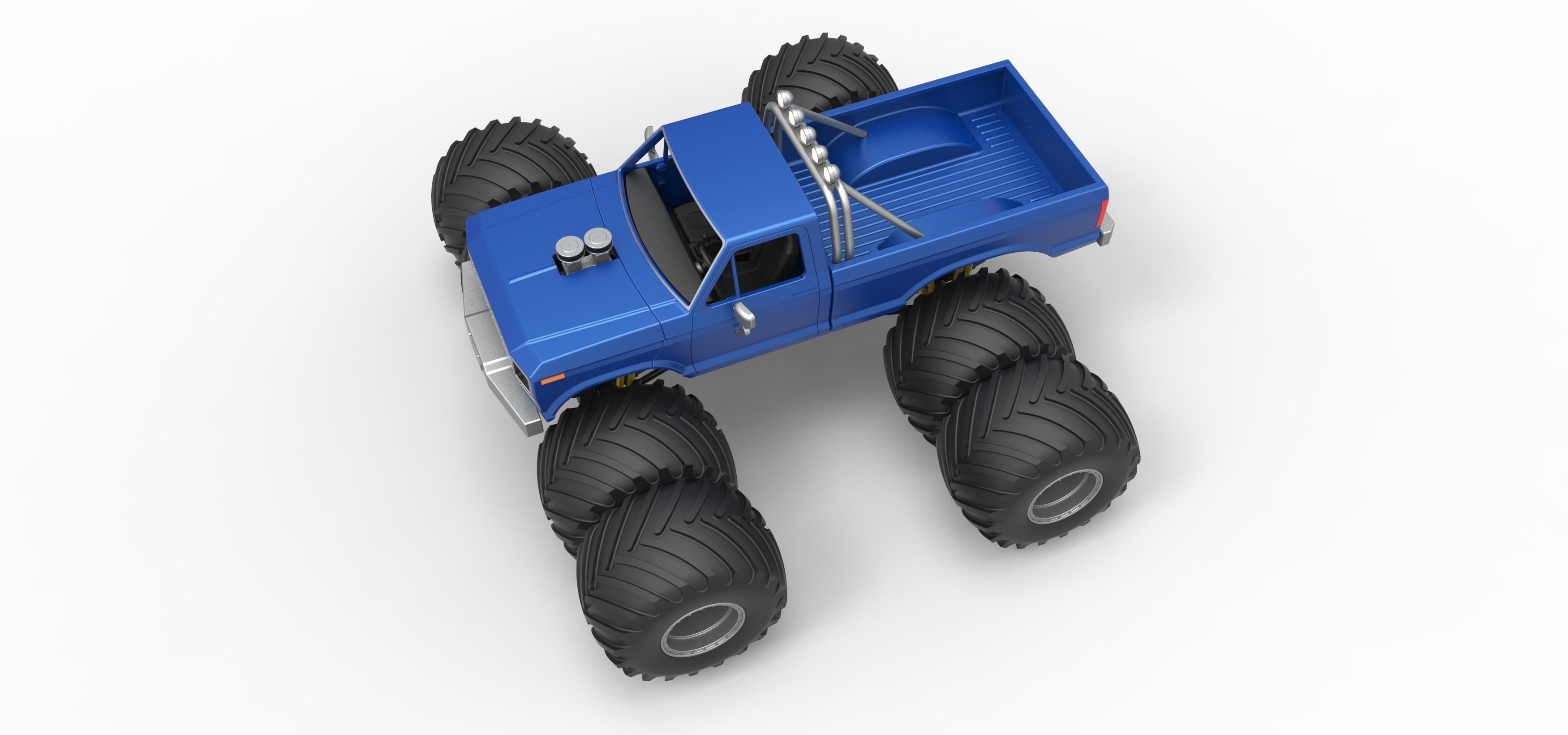Vintage Monster Truck with double wheels Scale 1 to 25 3D print model_4