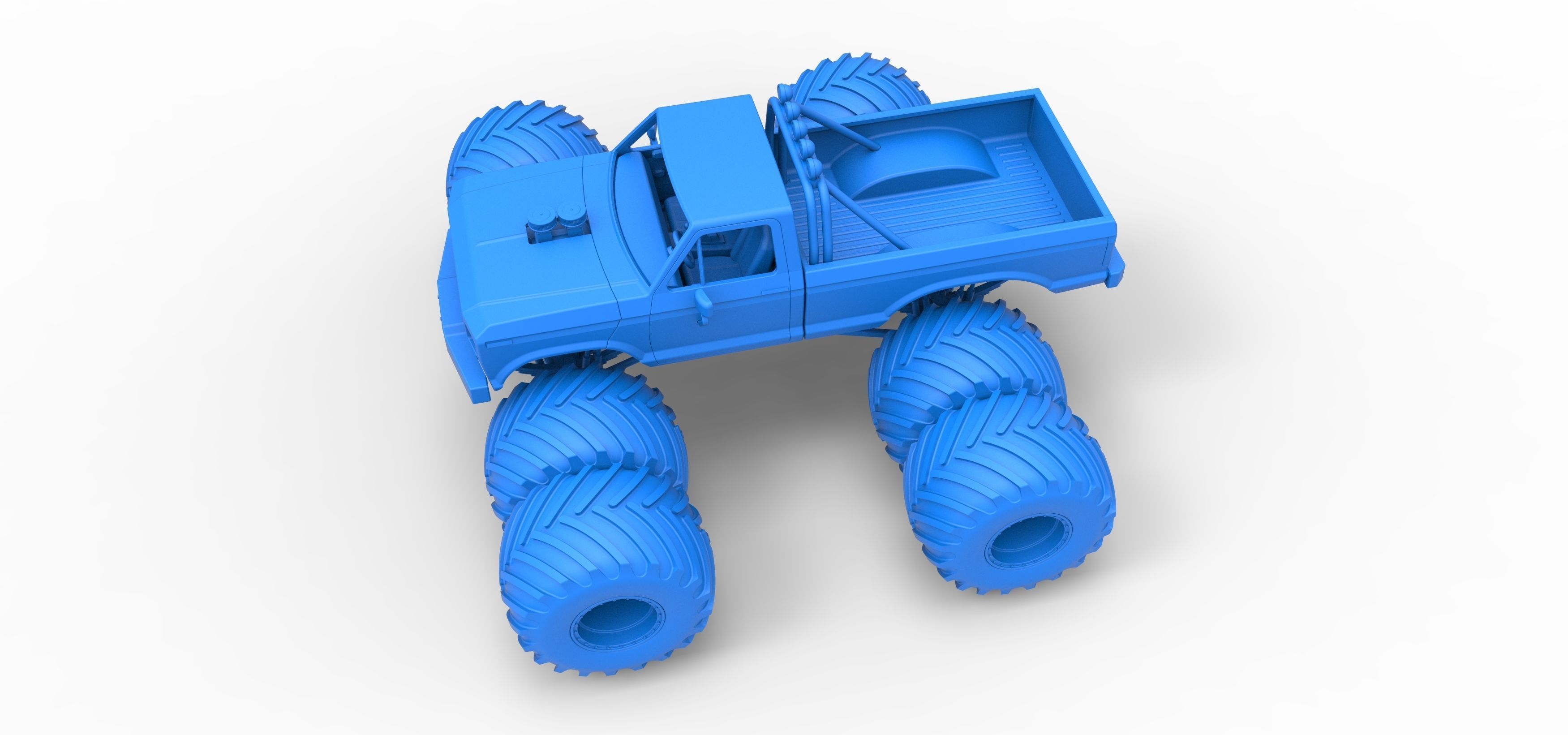 Vintage Monster Truck with double wheels Scale 1 to 25 3D print model_29