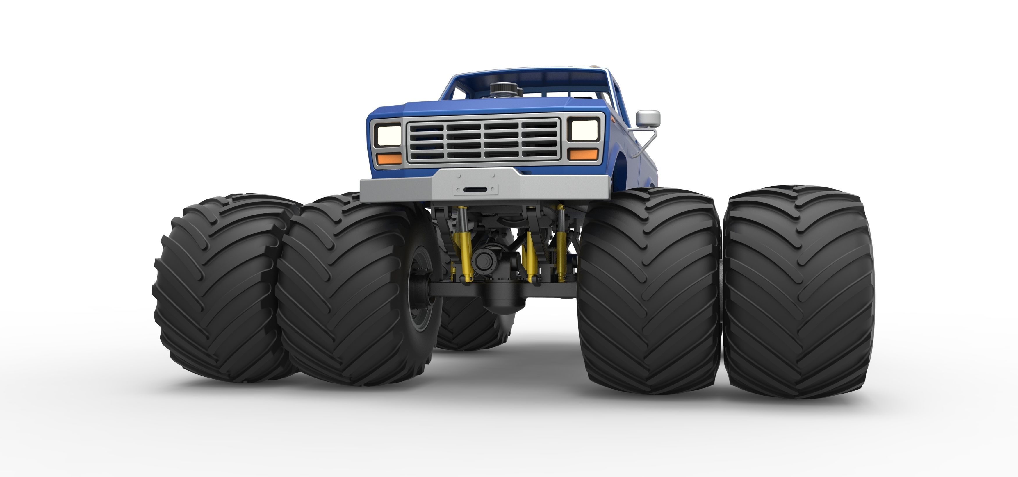 Vintage Monster Truck with double wheels Scale 1 to 25 3D print model_6