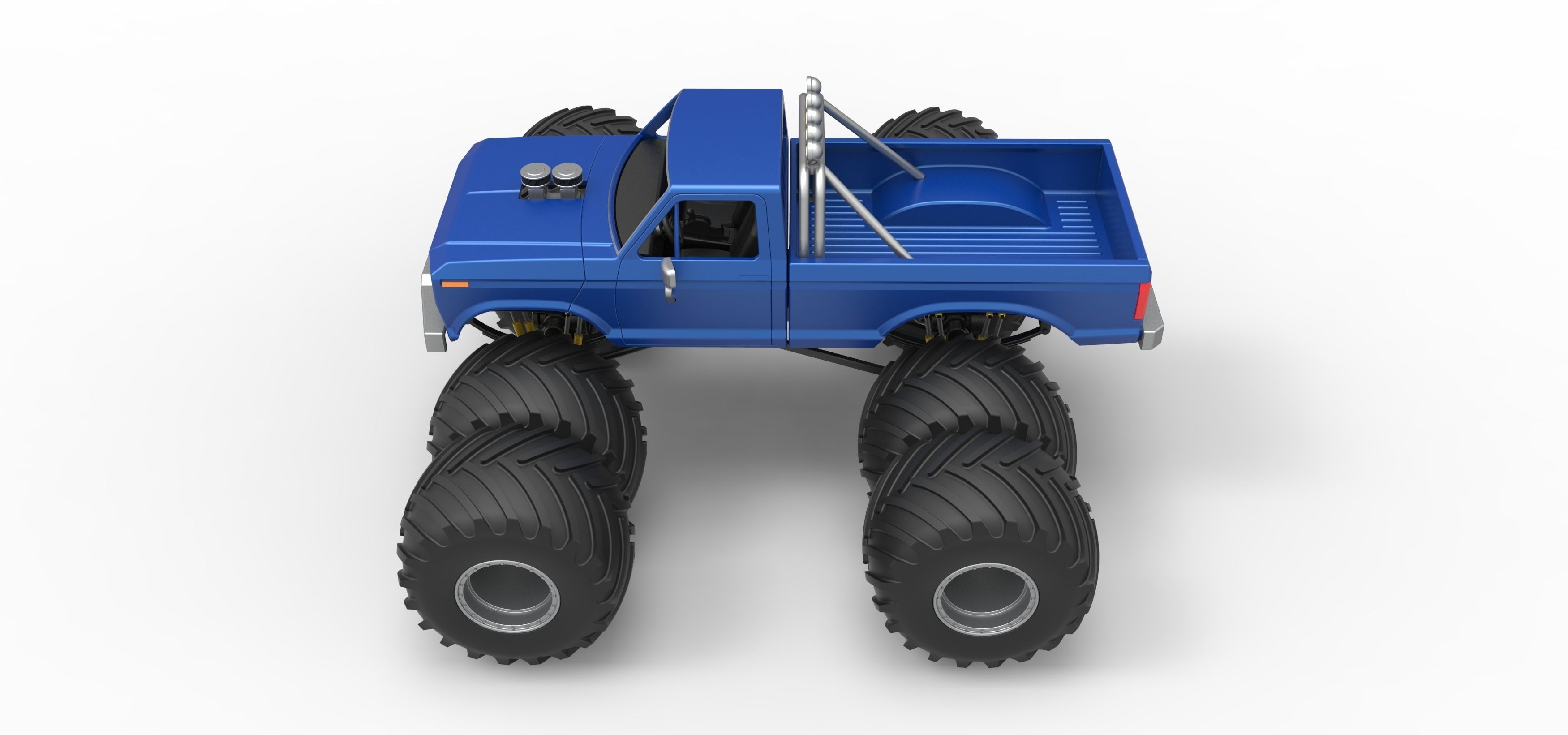 Vintage Monster Truck with double wheels Scale 1 to 25 3D print model_10