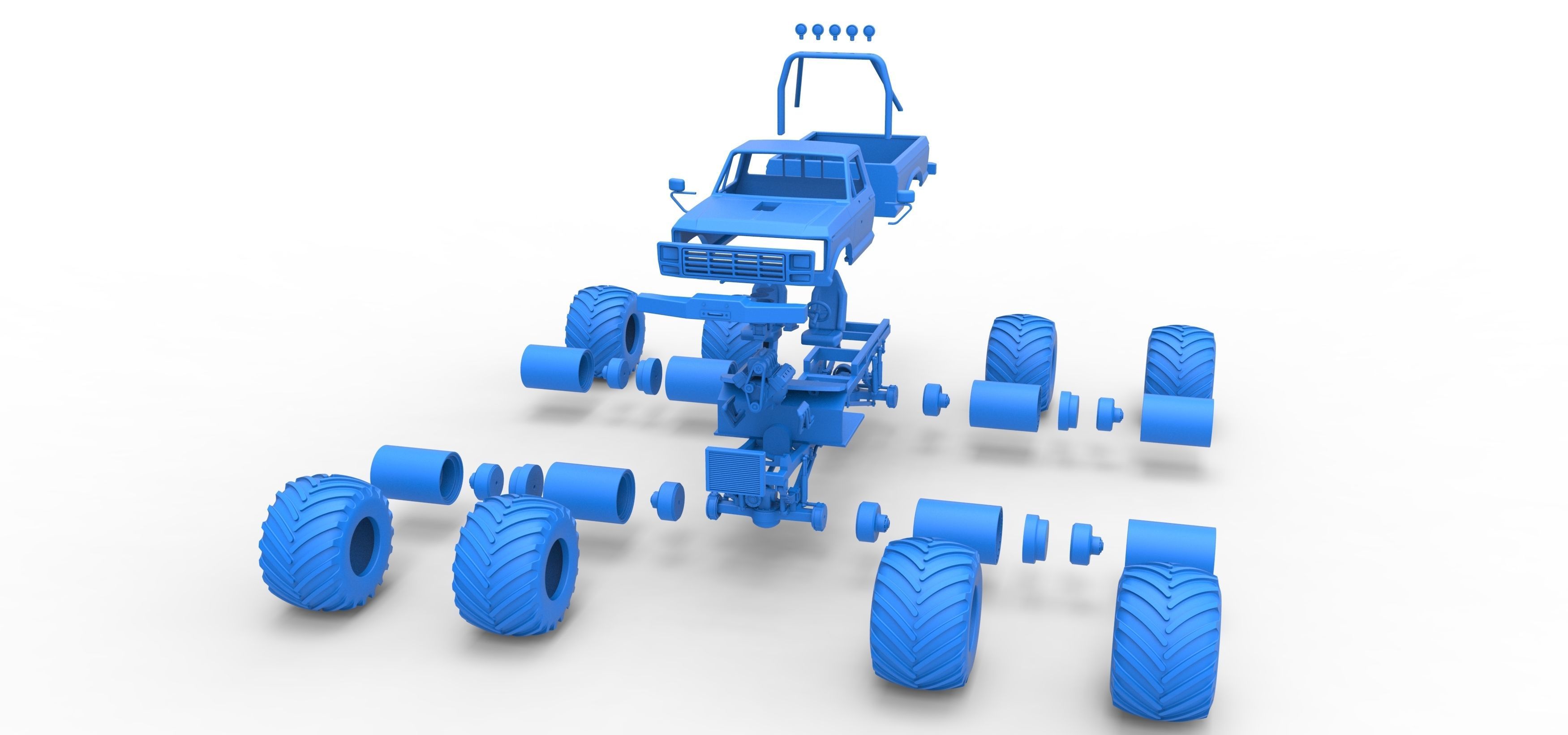 Vintage Monster Truck with double wheels Scale 1 to 25 3D print model_54