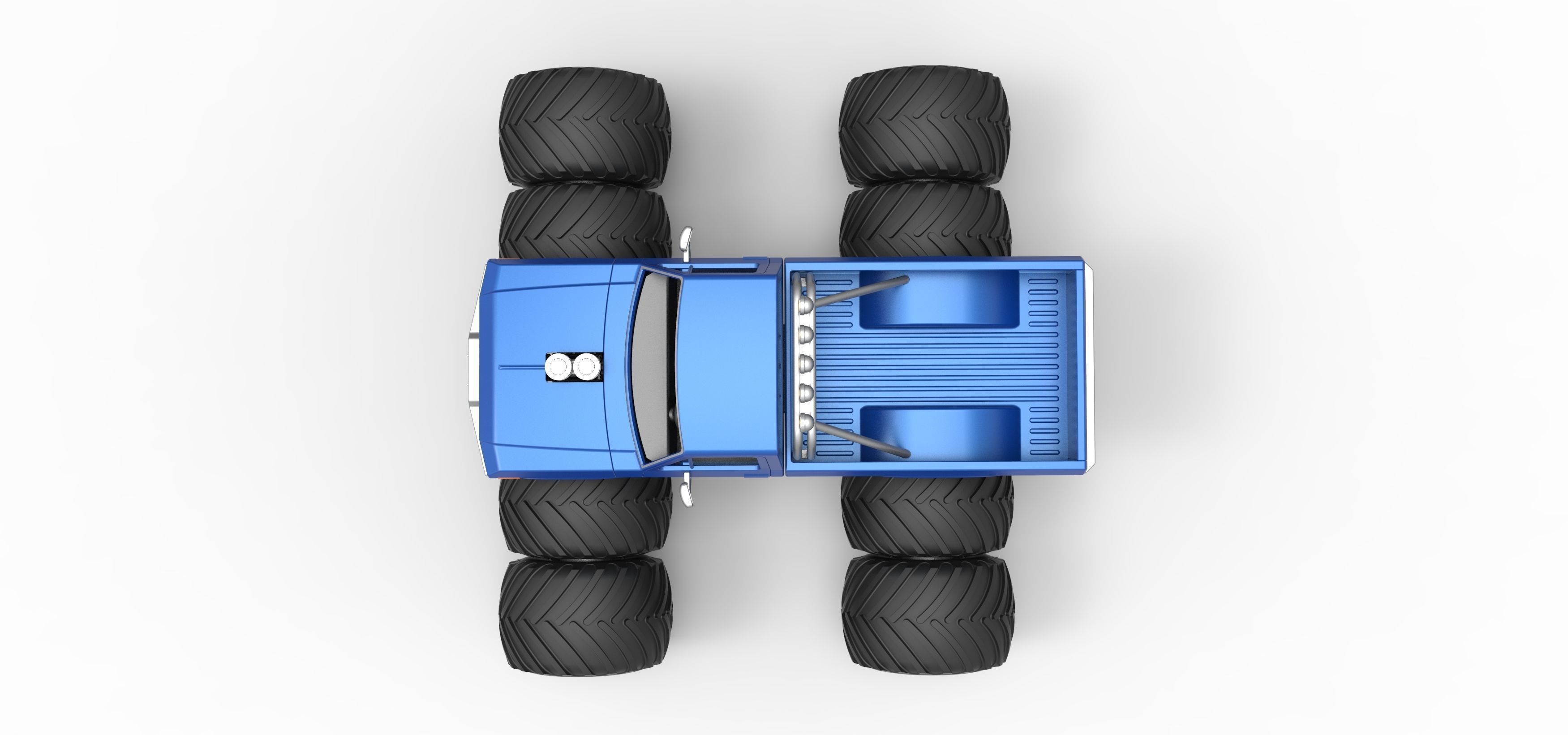 Vintage Monster Truck with double wheels Scale 1 to 25 3D print model_11