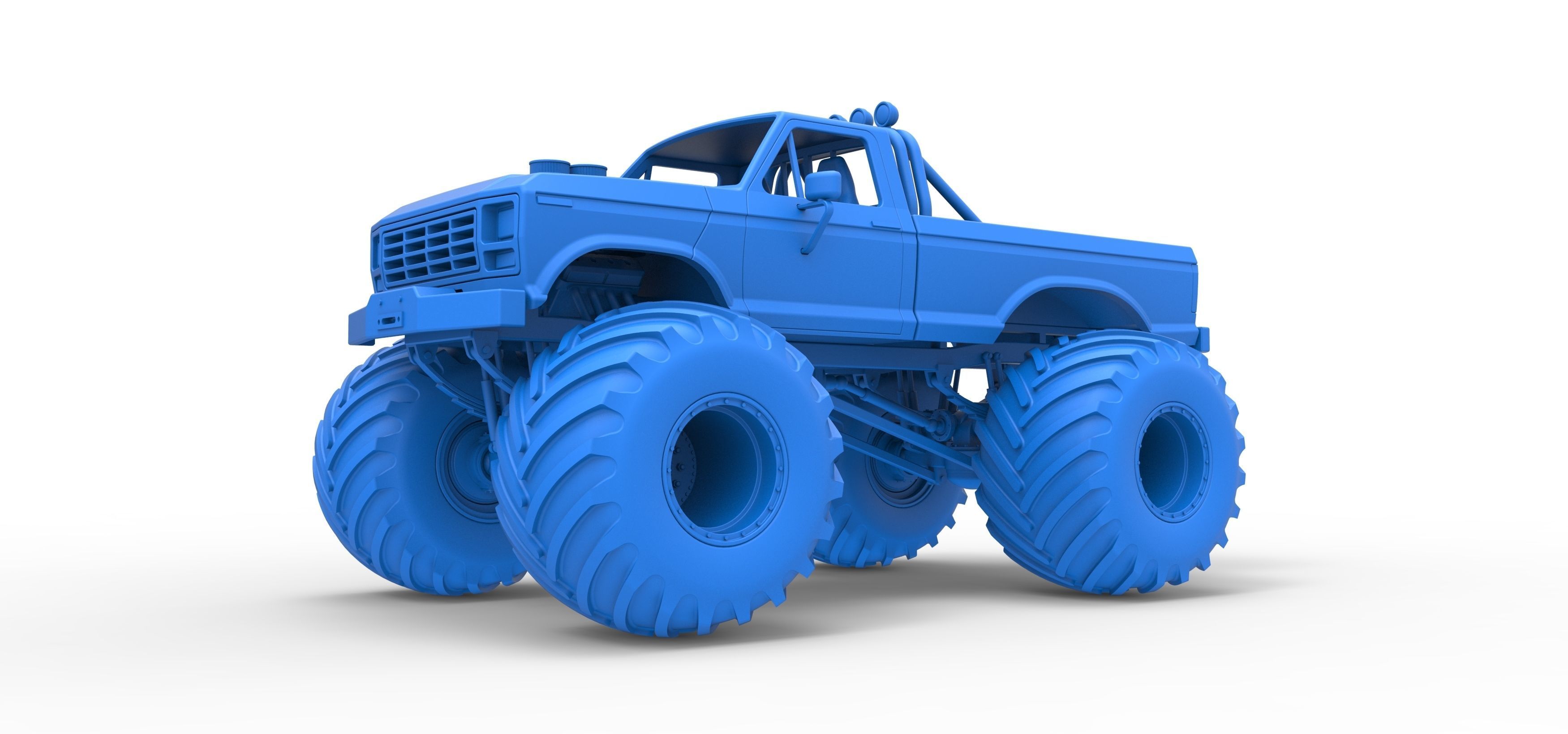 Vintage Monster Truck with double wheels Scale 1 to 25 3D print model_44