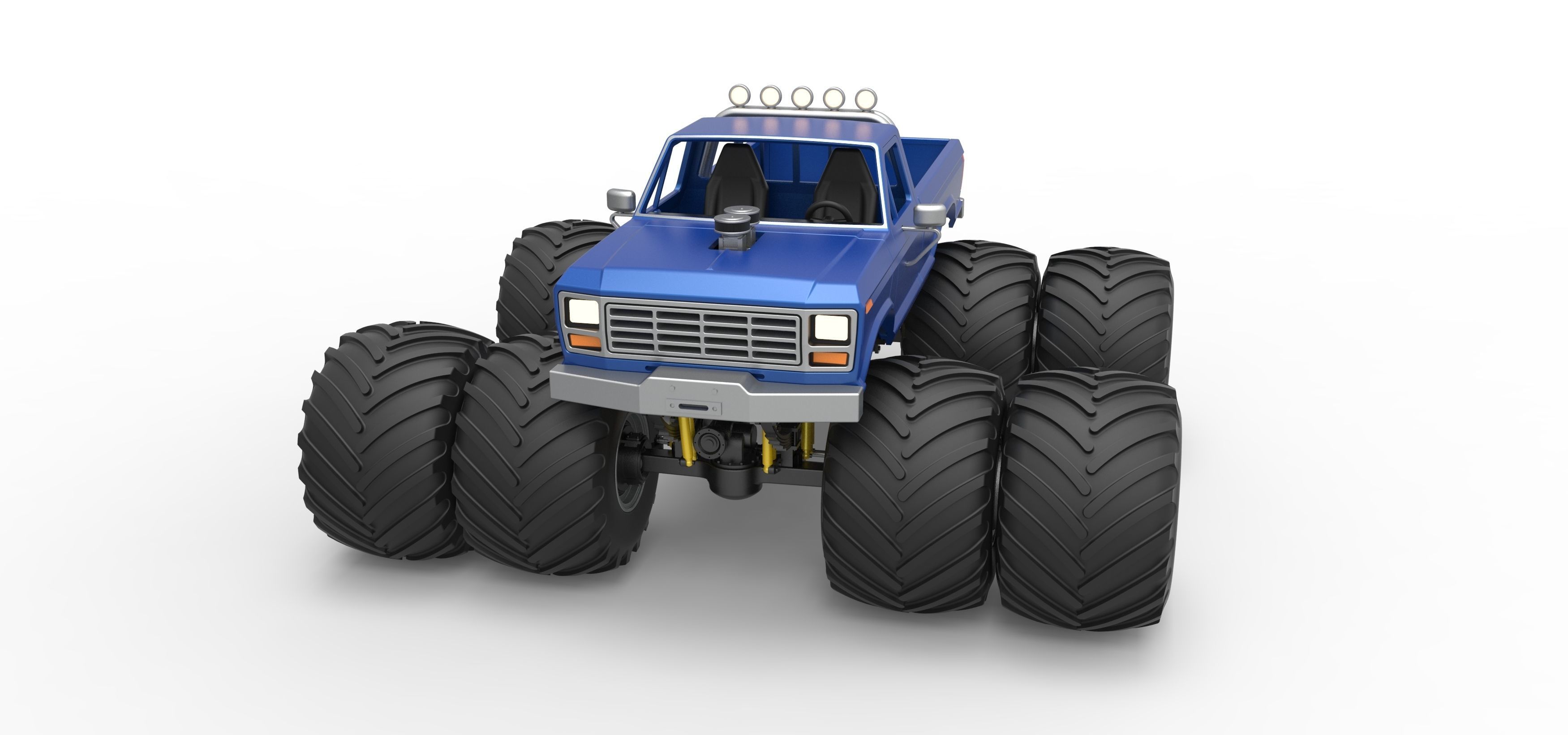 Vintage Monster Truck with double wheels Scale 1 to 25 3D print model_5