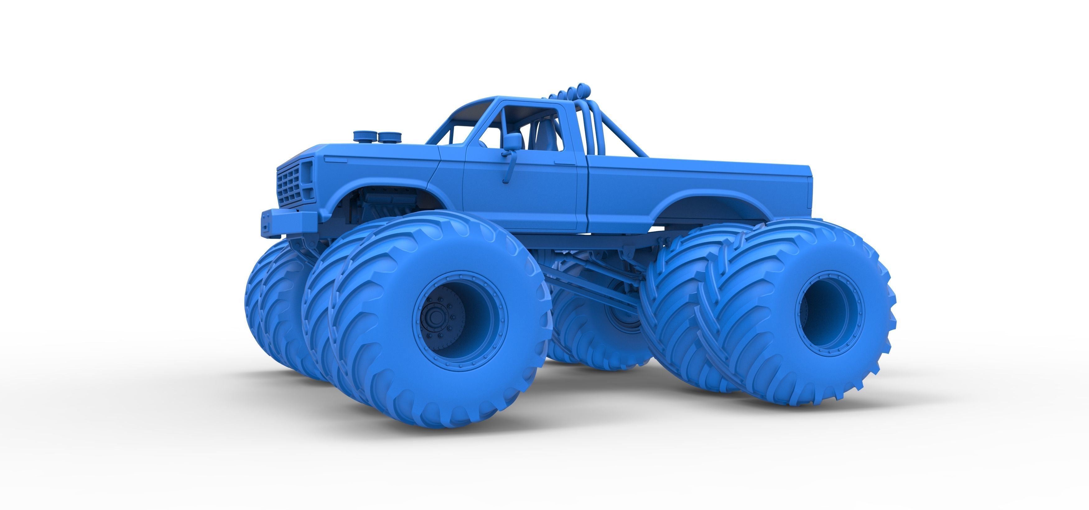 Vintage Monster Truck with double wheels Scale 1 to 25 3D print model_27