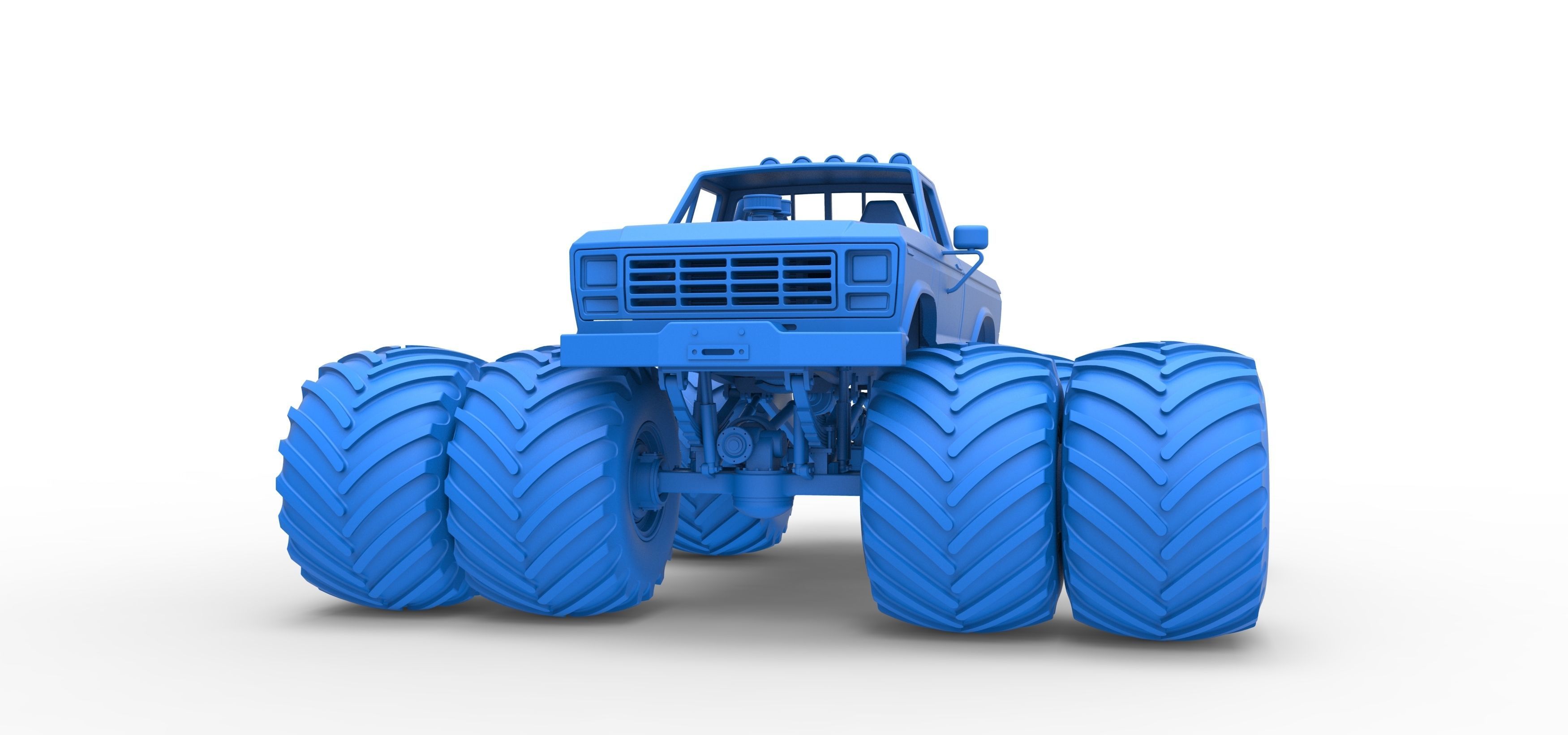 Vintage Monster Truck with double wheels Scale 1 to 25 3D print model_31