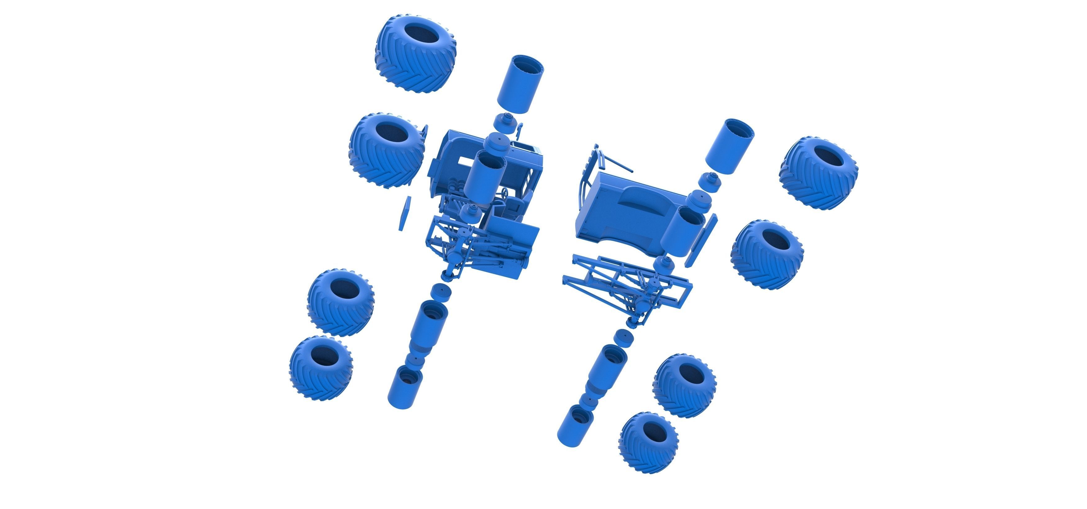 Vintage Monster Truck with double wheels Scale 1 to 25 3D print model_53